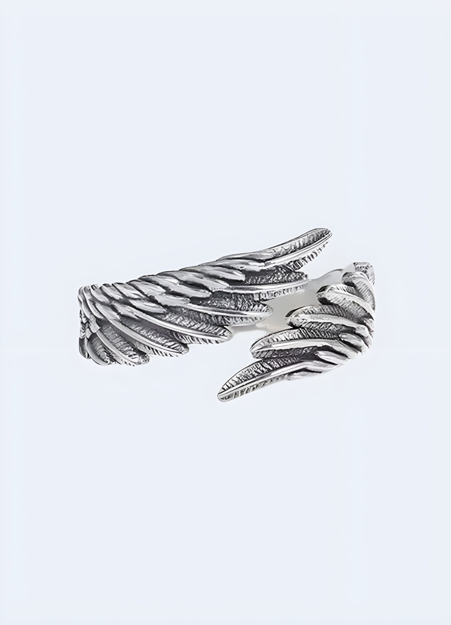 Angel feather ring sterling silver feather motif.