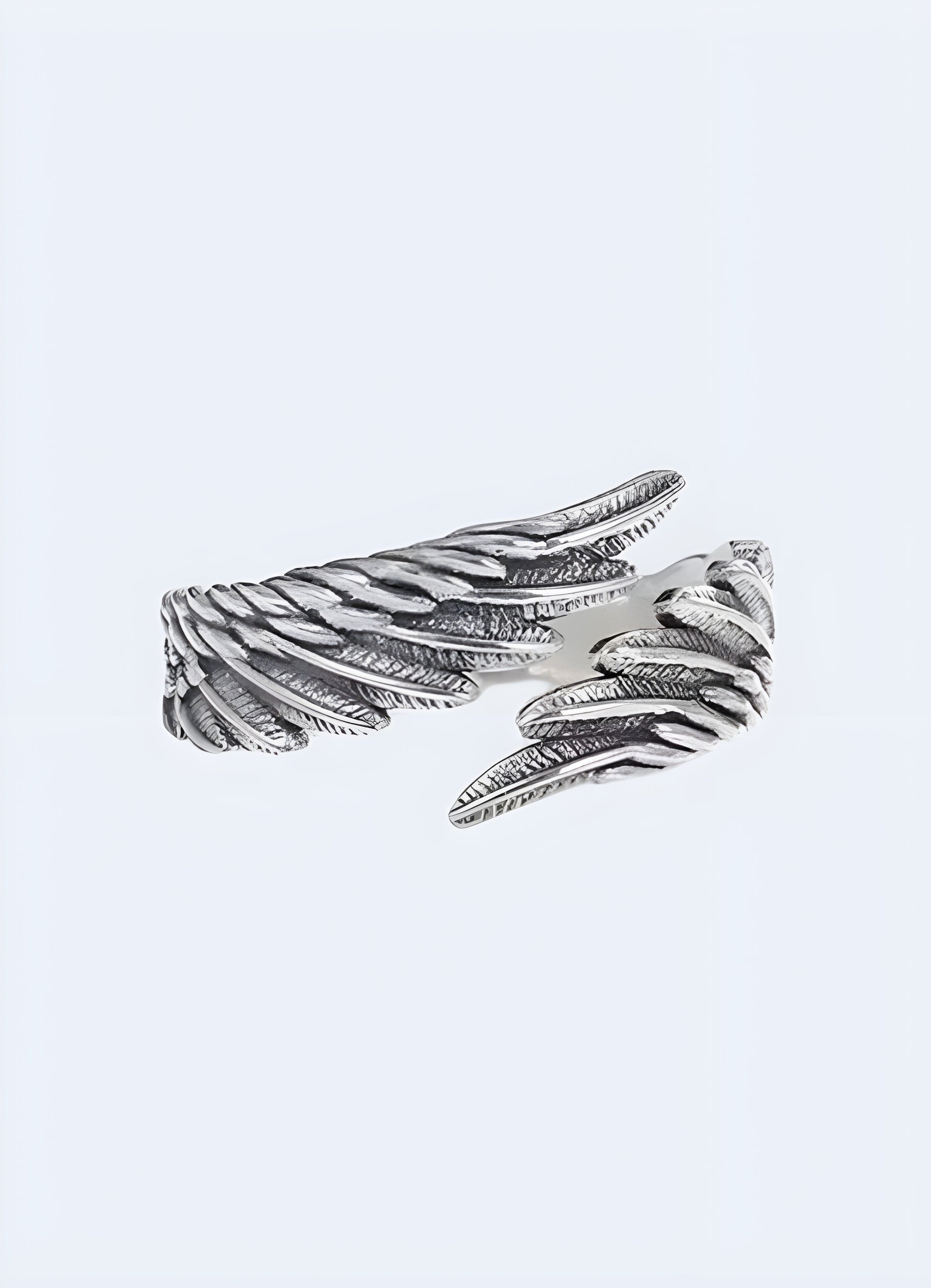 Angel feather ring sterling silver feather motif.