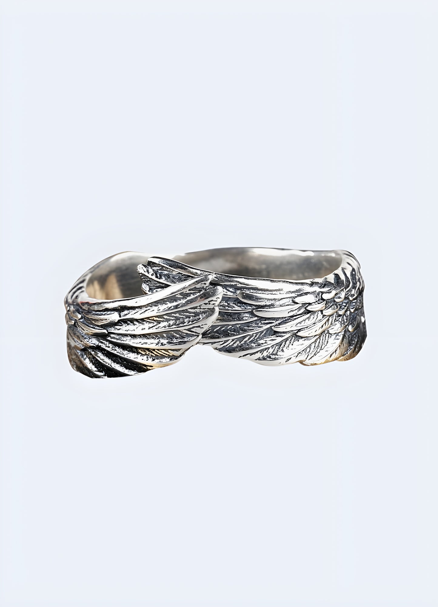 Halo style statement ring angel feather ring.