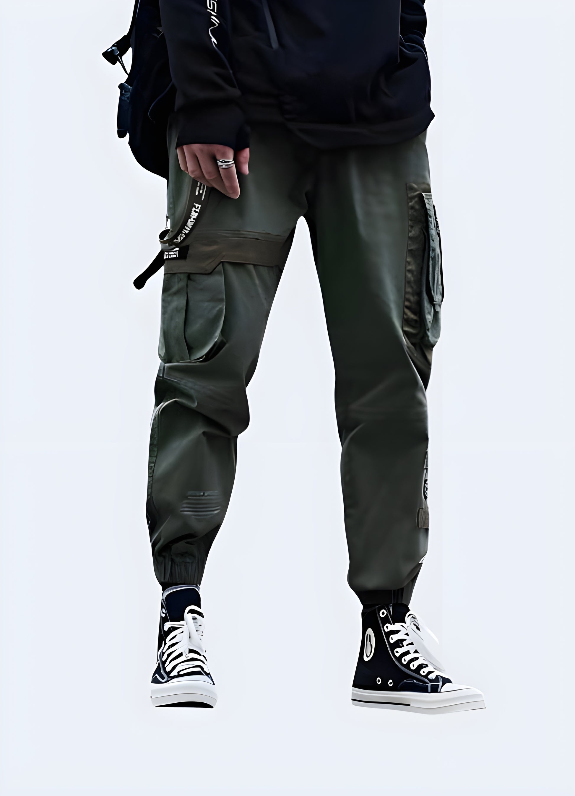 Multiple pockets on both sides baggy techwear pants.