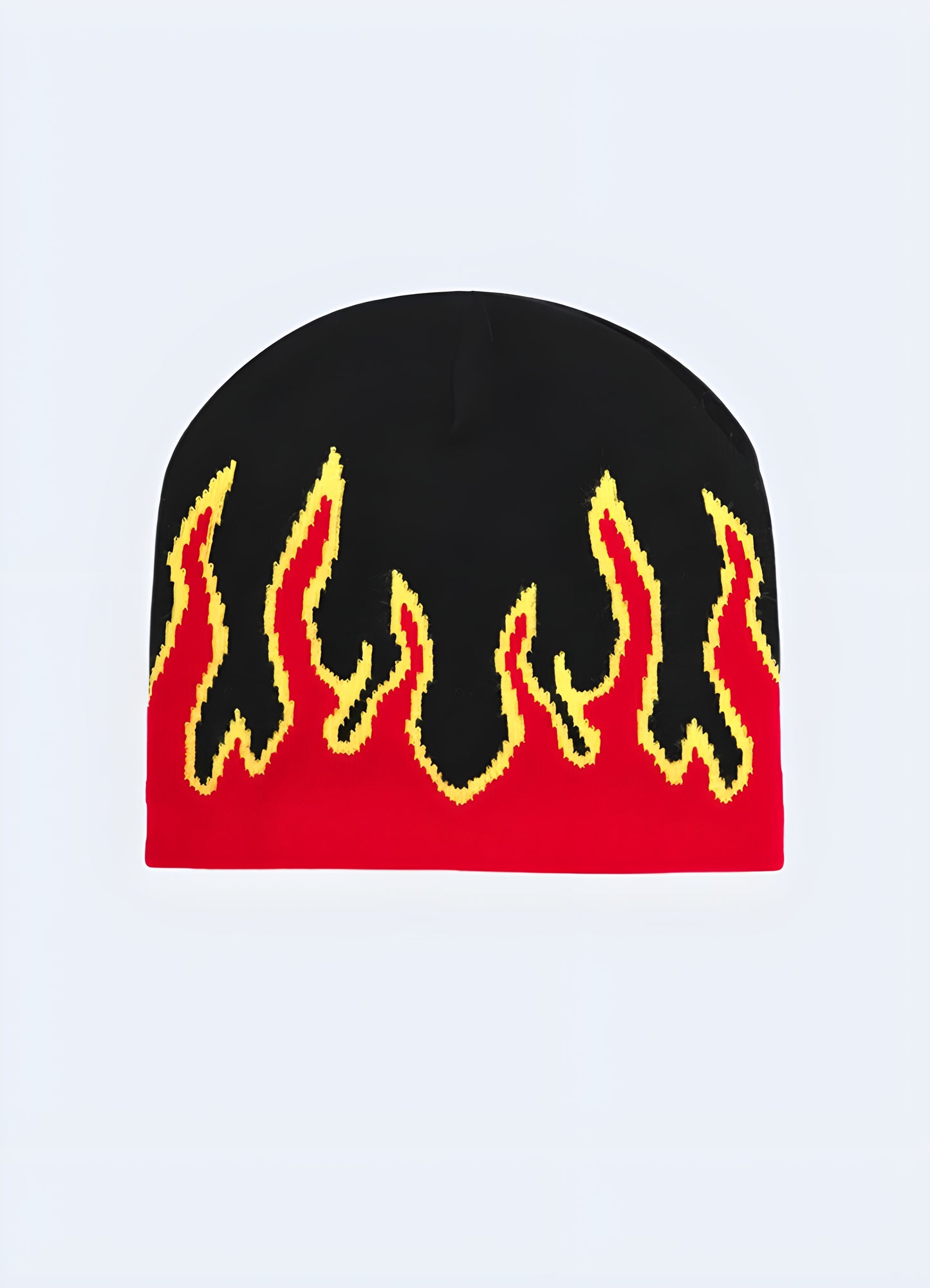 Heat up your winter style with the beanie with flames.