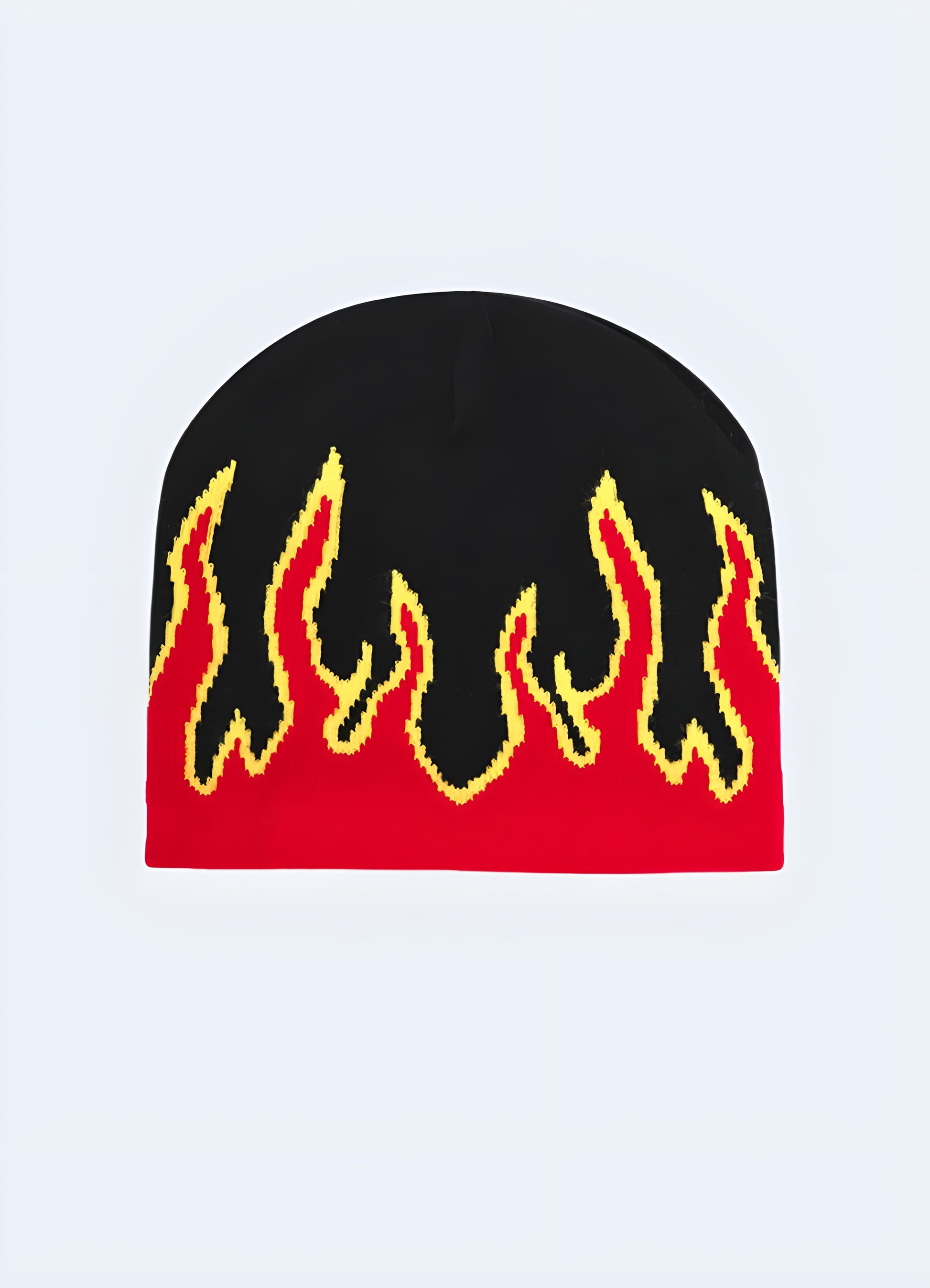 Heat up your winter style with the beanie with flames.