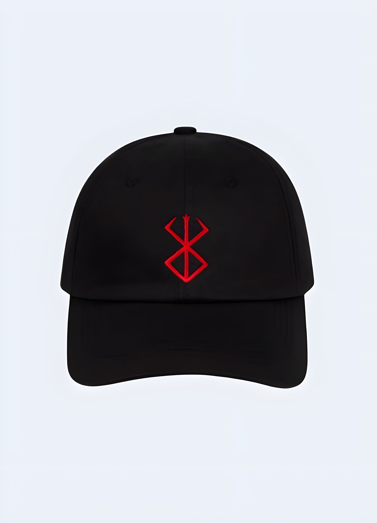 The cap is black with the iconic Berserk brand logo prominently embroidered on the front in bold red and white stitching.