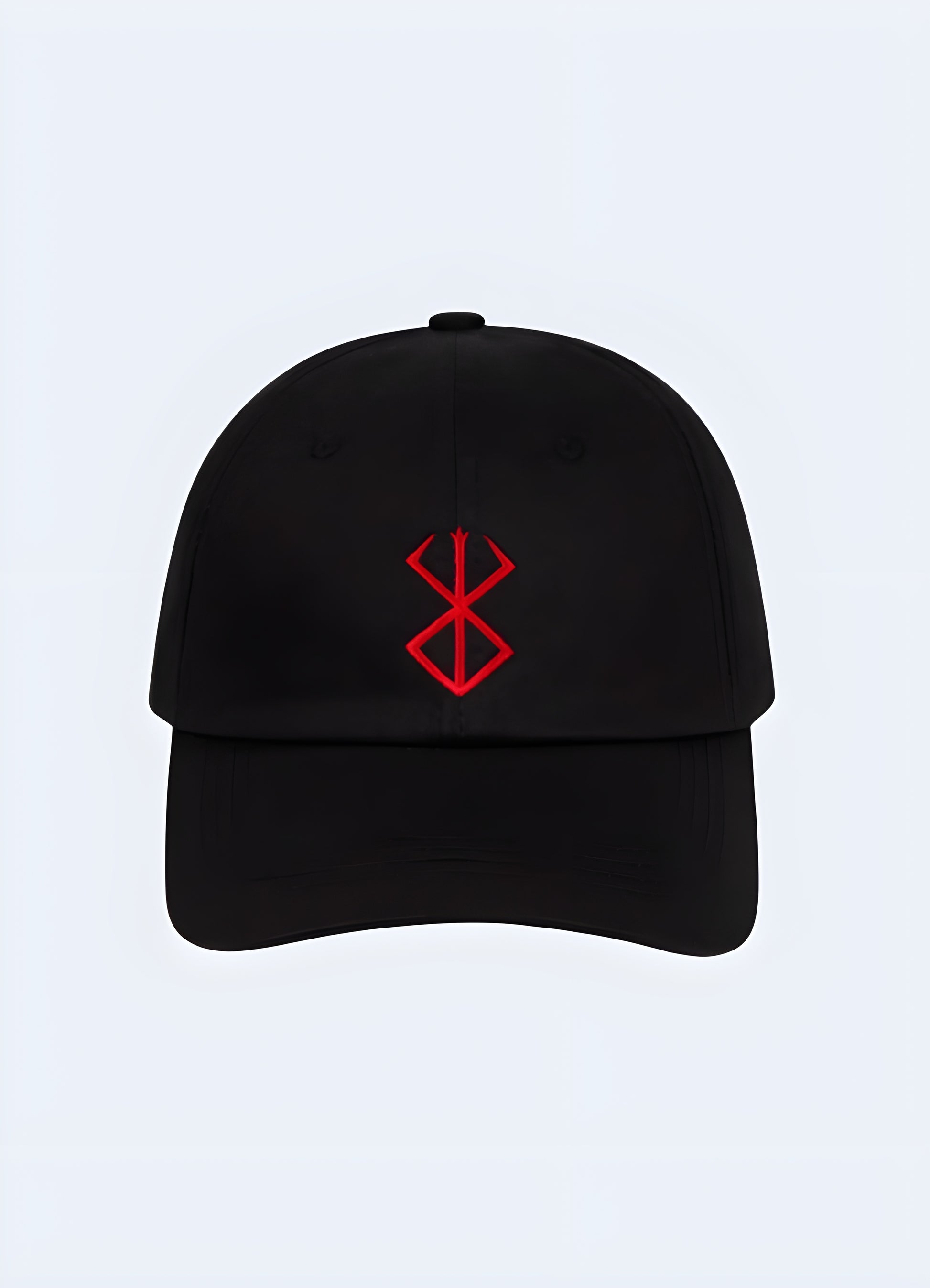 The cap is black with the iconic Berserk brand logo prominently embroidered on the front in bold red and white stitching.