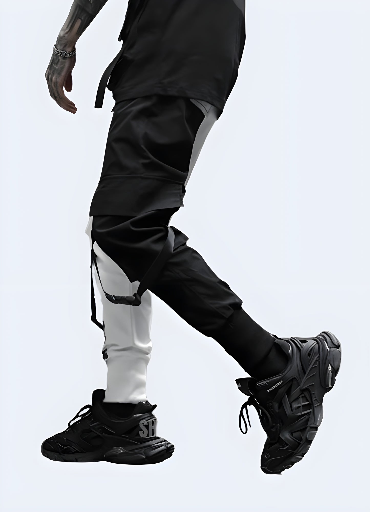 Soft touch black and white cargo pants.