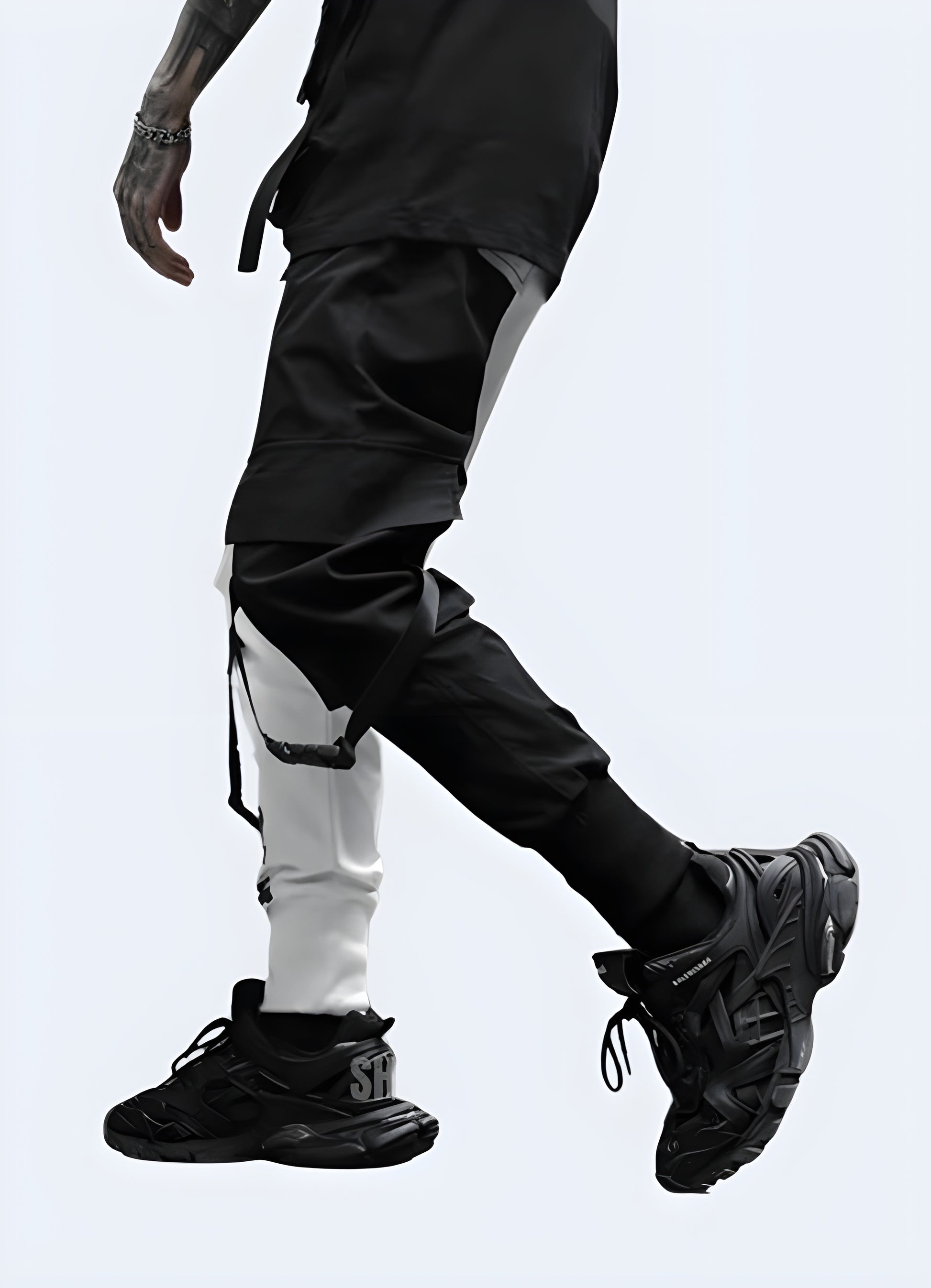 Soft touch black and white cargo pants.
