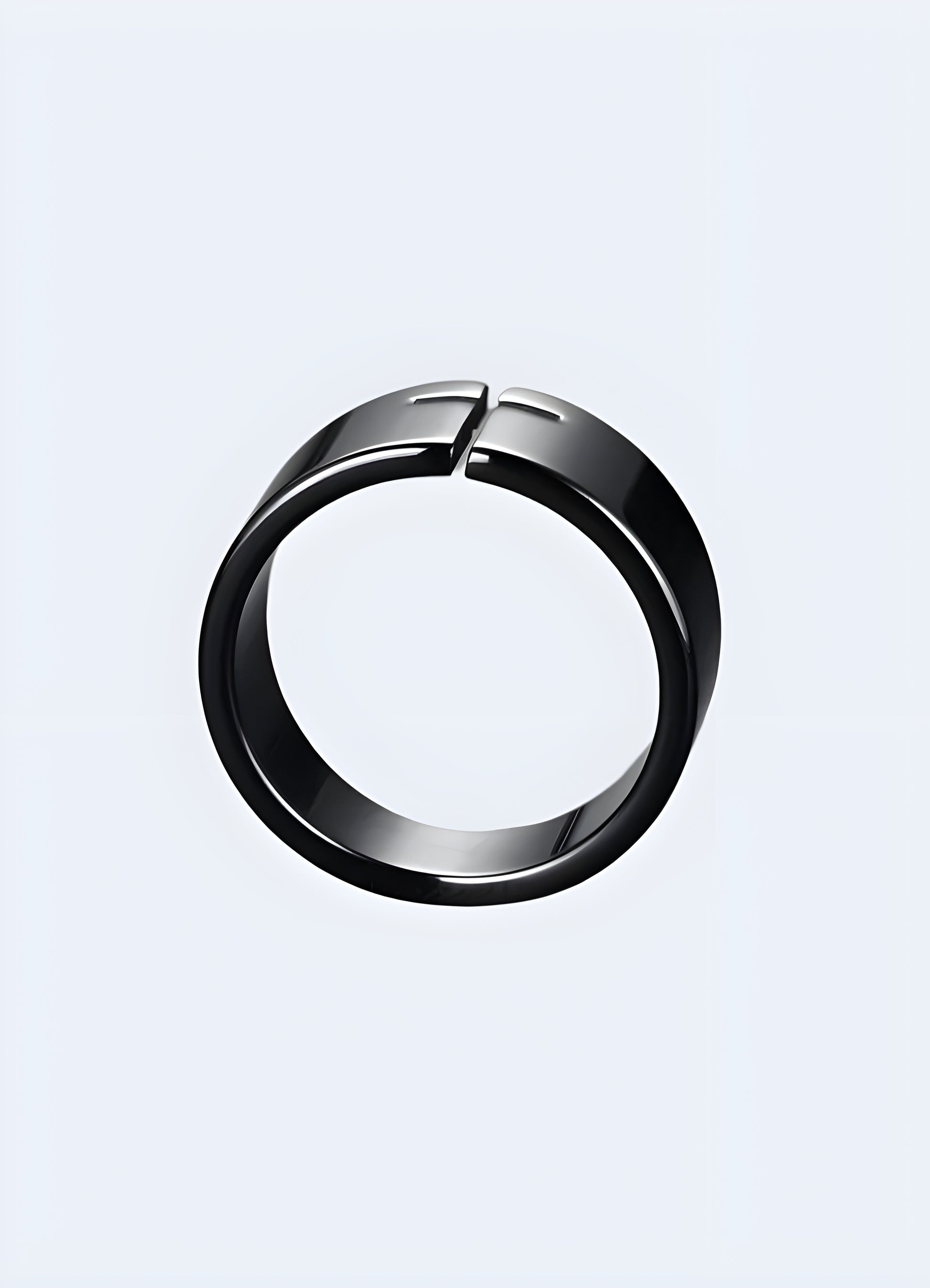 Rocker style pinky ring black cross ring.
