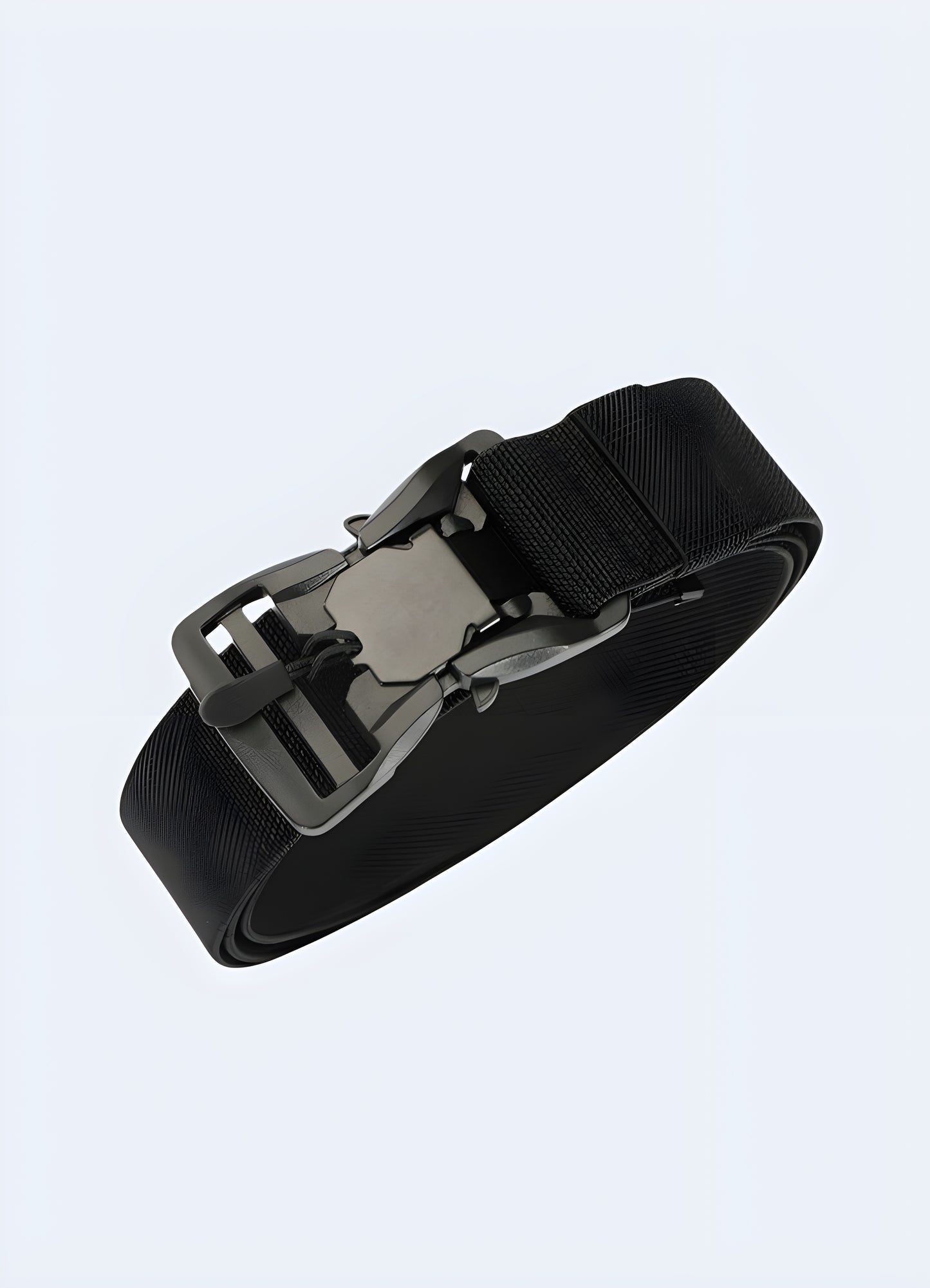 This black utility belt boasts a unisex design, making it a versatile accessory for anyone's wardrobe.