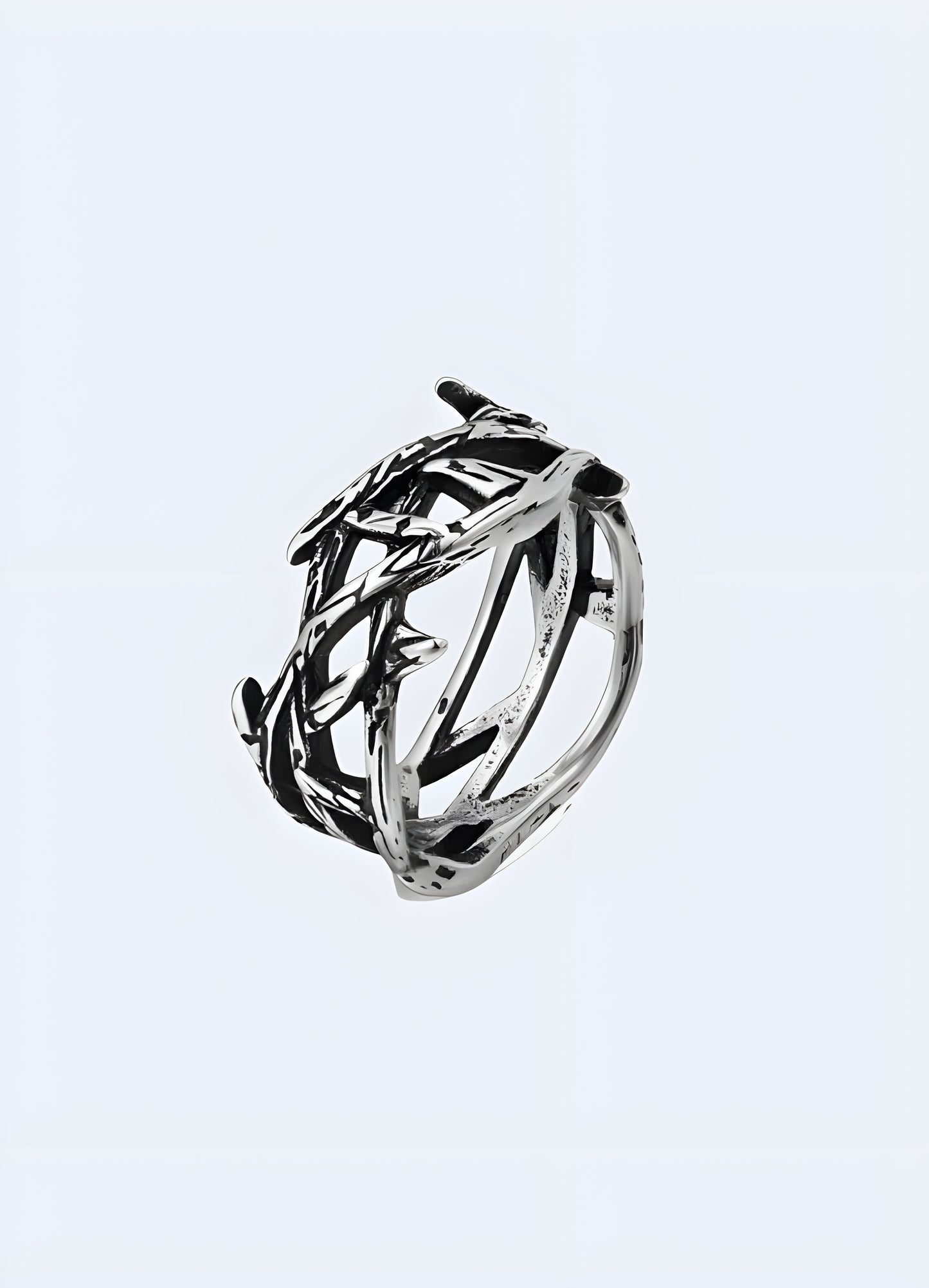 Oxidized brass textured metal branch ring.