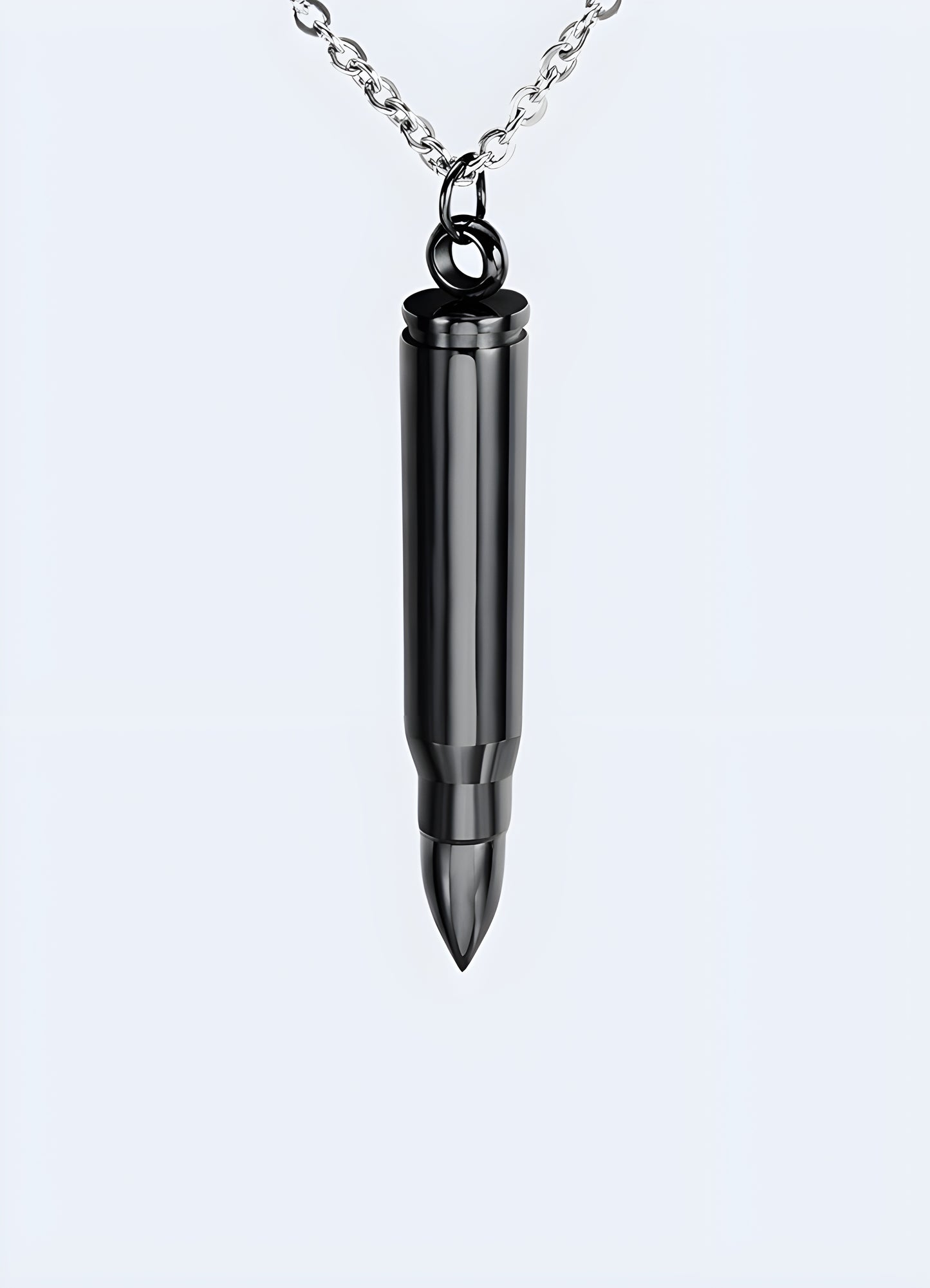 Bullet necklace black tough streetwear bullet pendant.