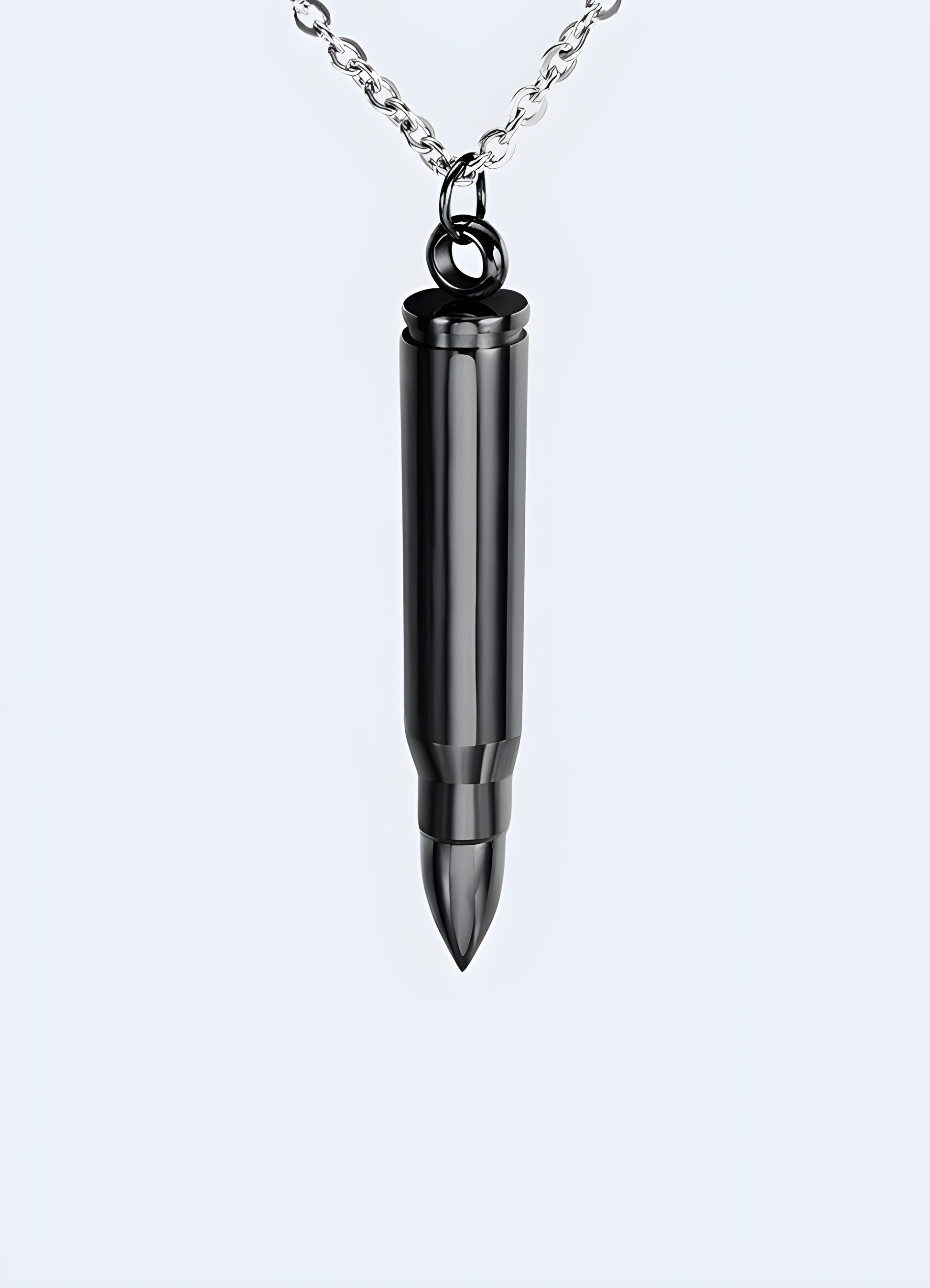 Bullet necklace black tough streetwear bullet pendant.