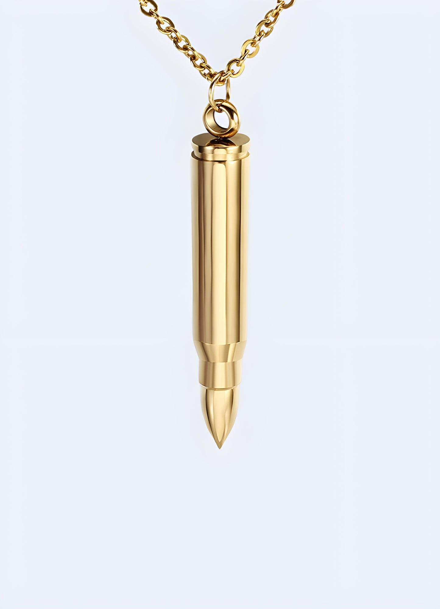 Openable bullet meticulous finish bullet necklace gold.