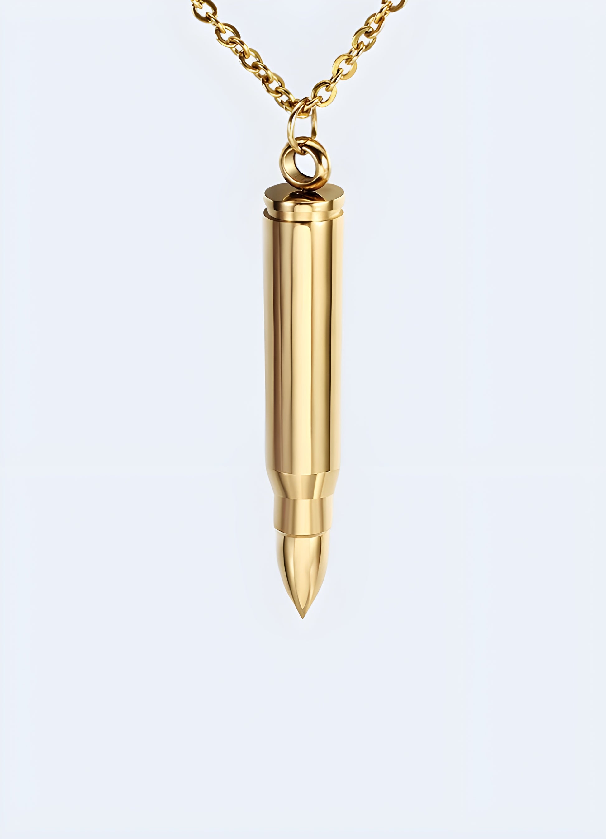 Openable bullet meticulous finish bullet necklace gold.