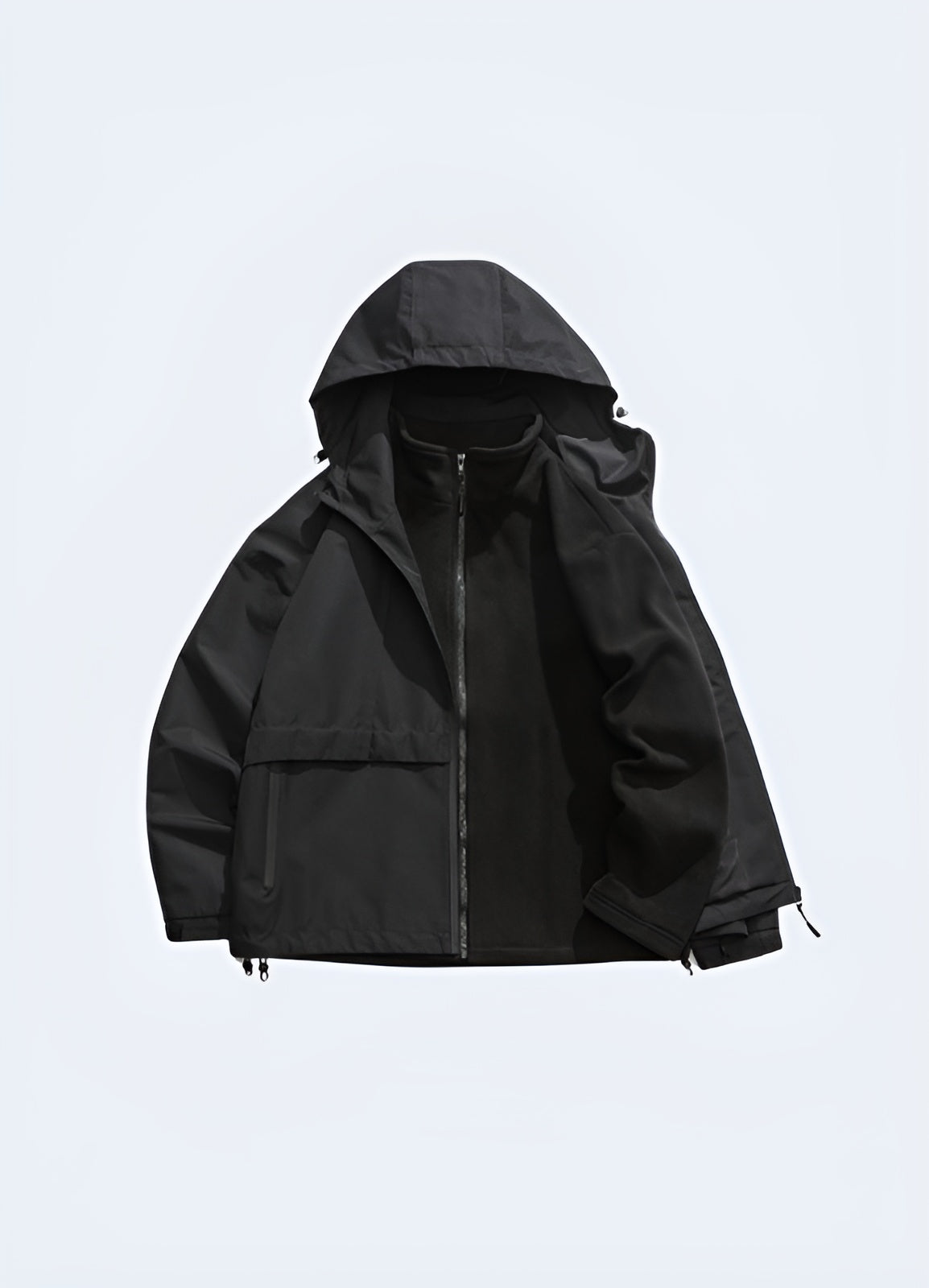 Loose fit allows layering clothes cargo jacket with hood.