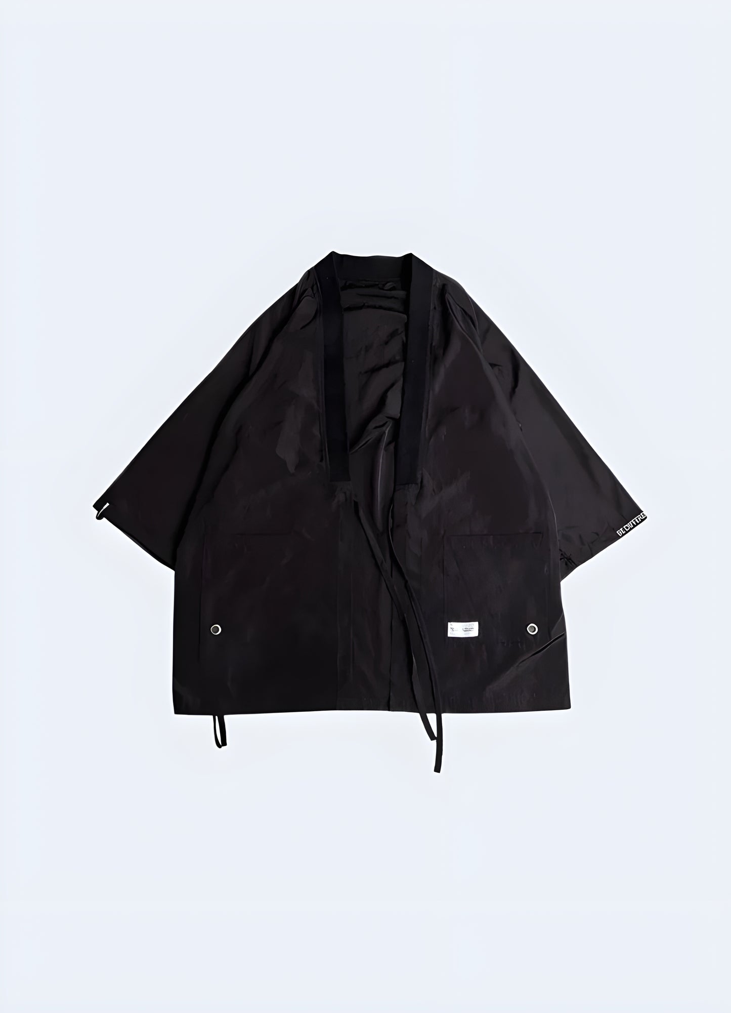 Front view of a futuristic kimono, highlighting the unique design and high-tech aesthetic, suitable for the AU urban fashion enthusiast looking to embrace cutting-edge style.