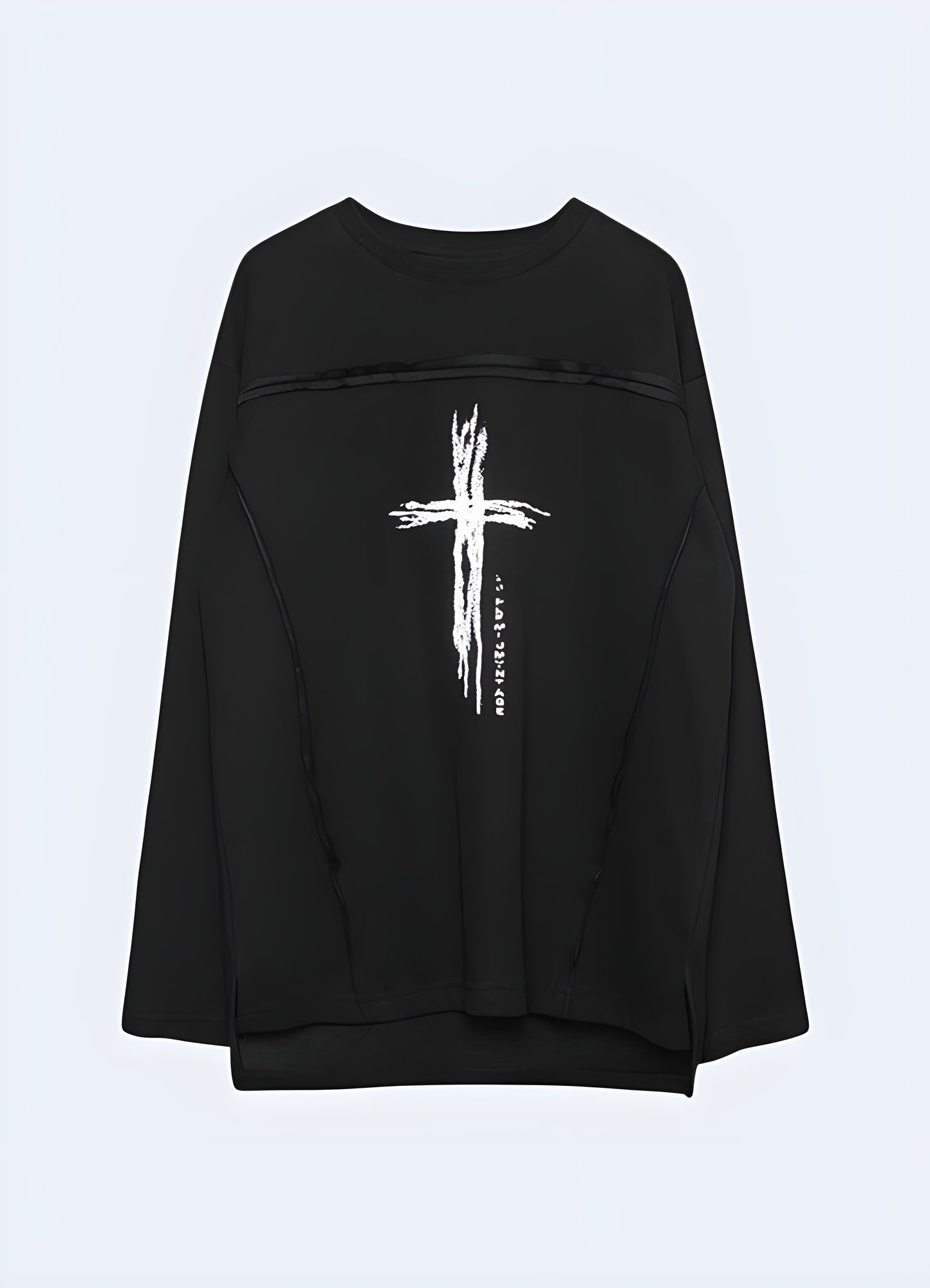 Black gothic floral print oversized pullover.