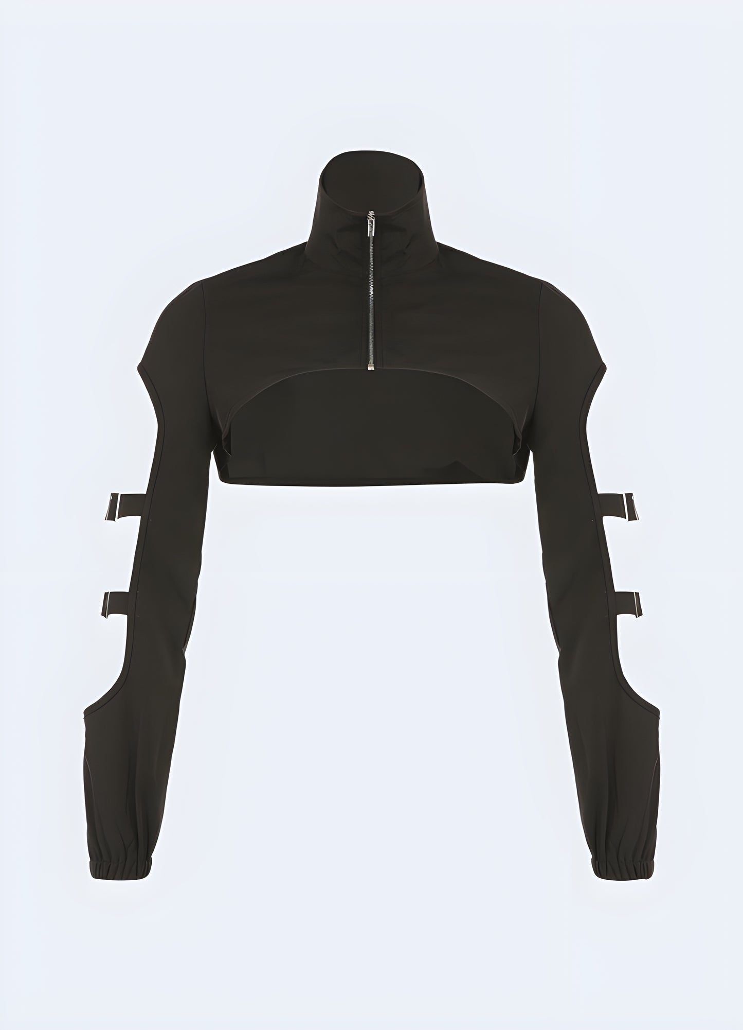 Given its street goth lineage, the goth turtleneck pairs seamlessly with almost any bottom wear.