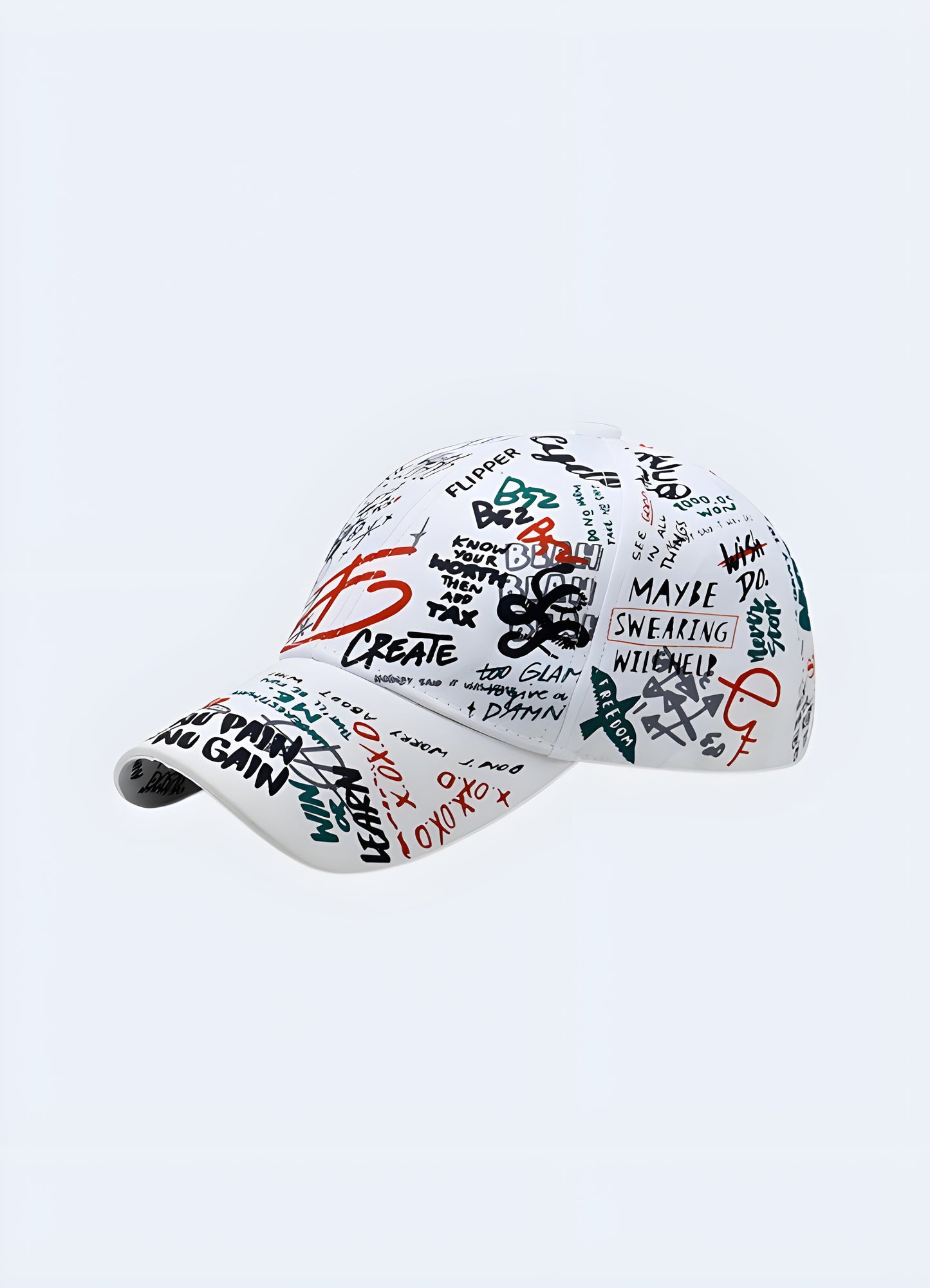 Own your urban style with the graffiti hat. Featuring a vibrant print and adjustable fit, it turns heads wherever you go.