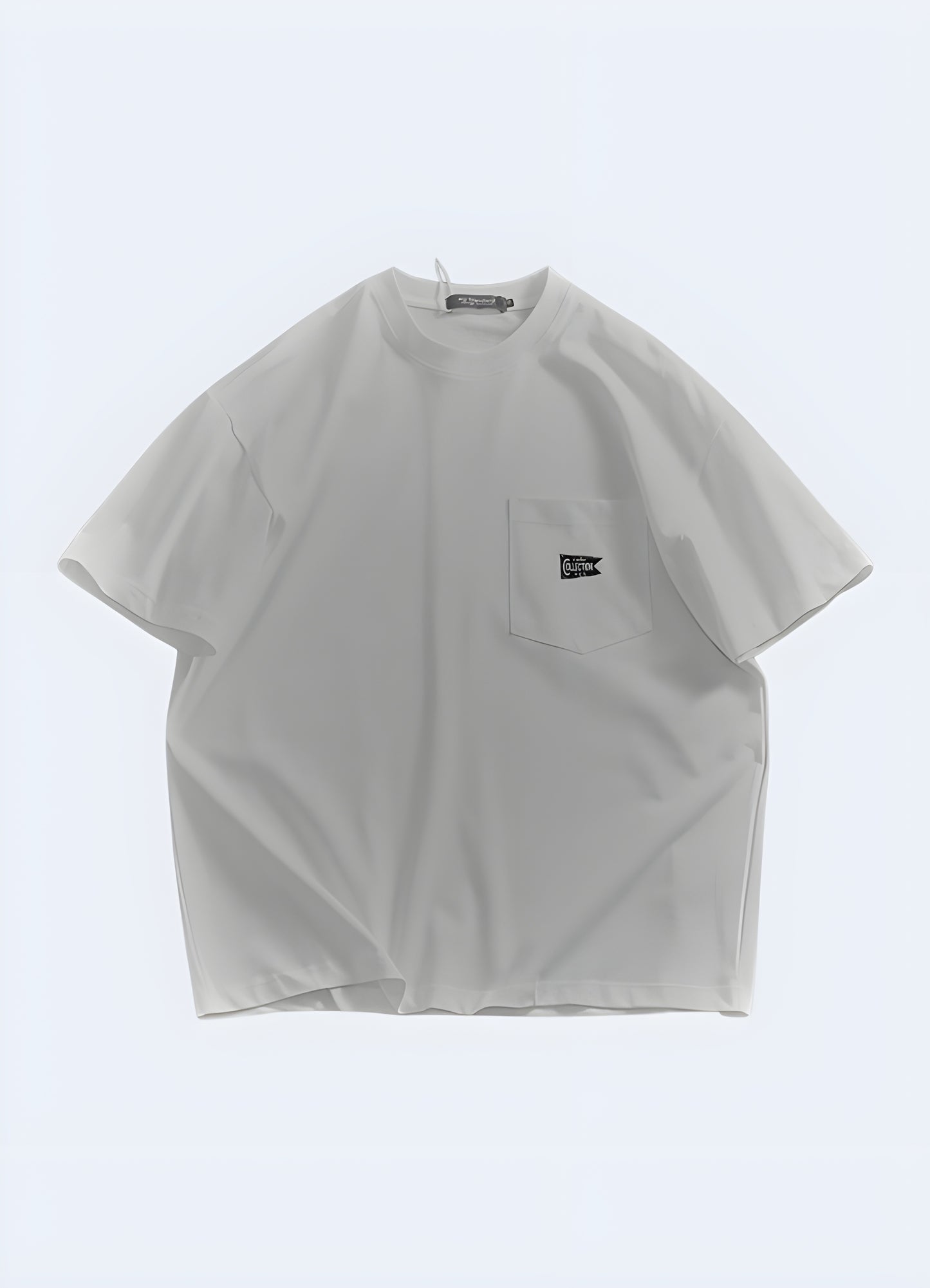 Japanese oversized shirt in white, front view, highlighting the minimalist design and loose fit for a modern streetwear look in the AU.