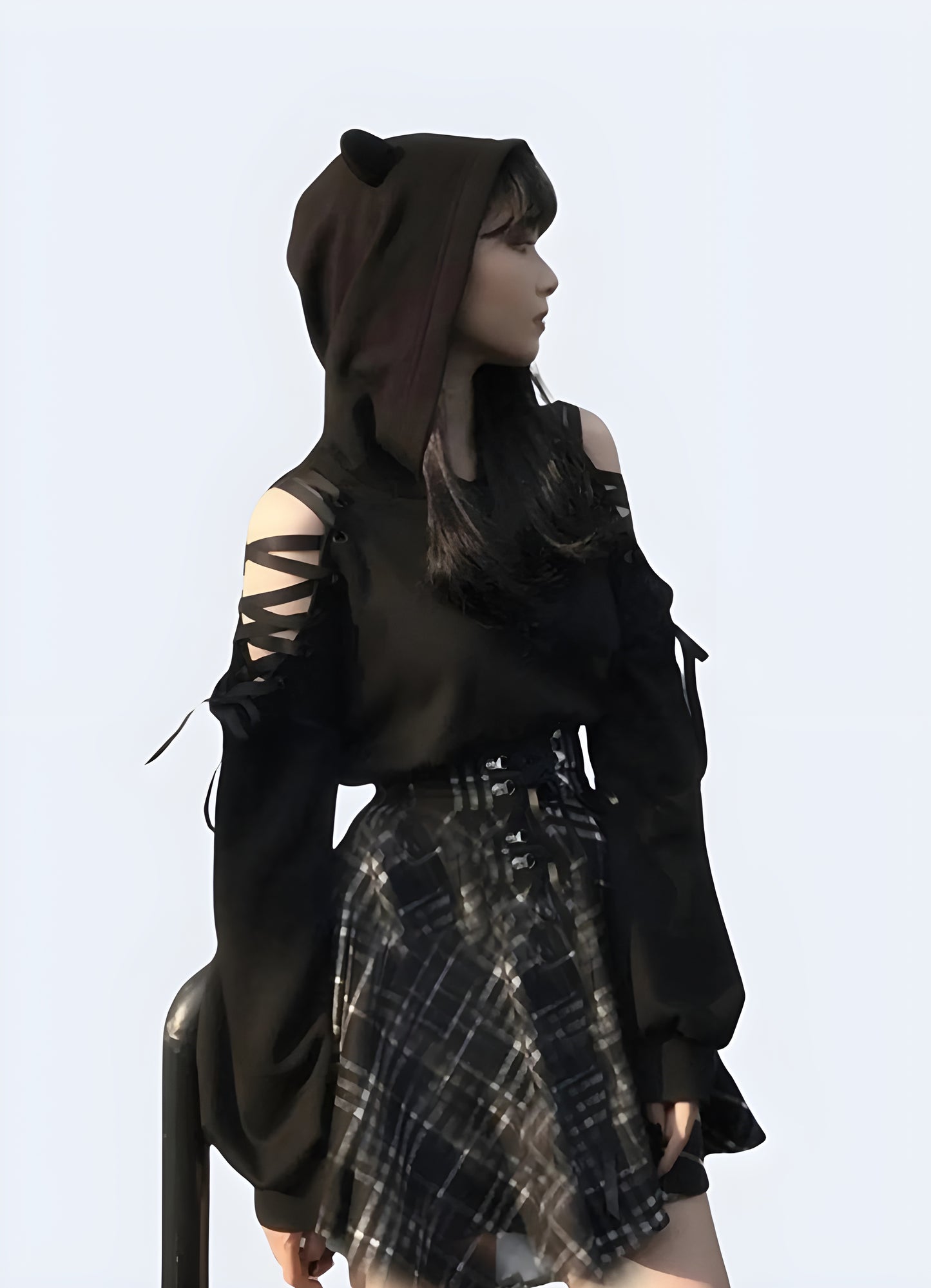 Futuristic kawaii techwear top leggings.