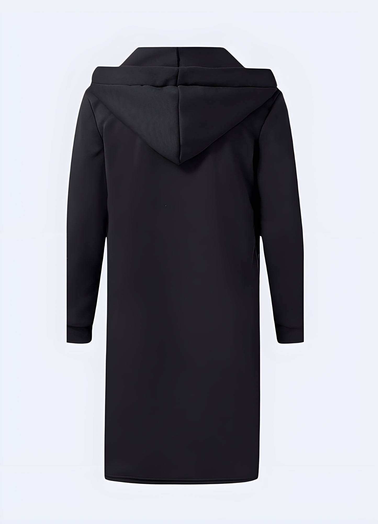 Full length design sweeps the floor long black hooded cloak.
