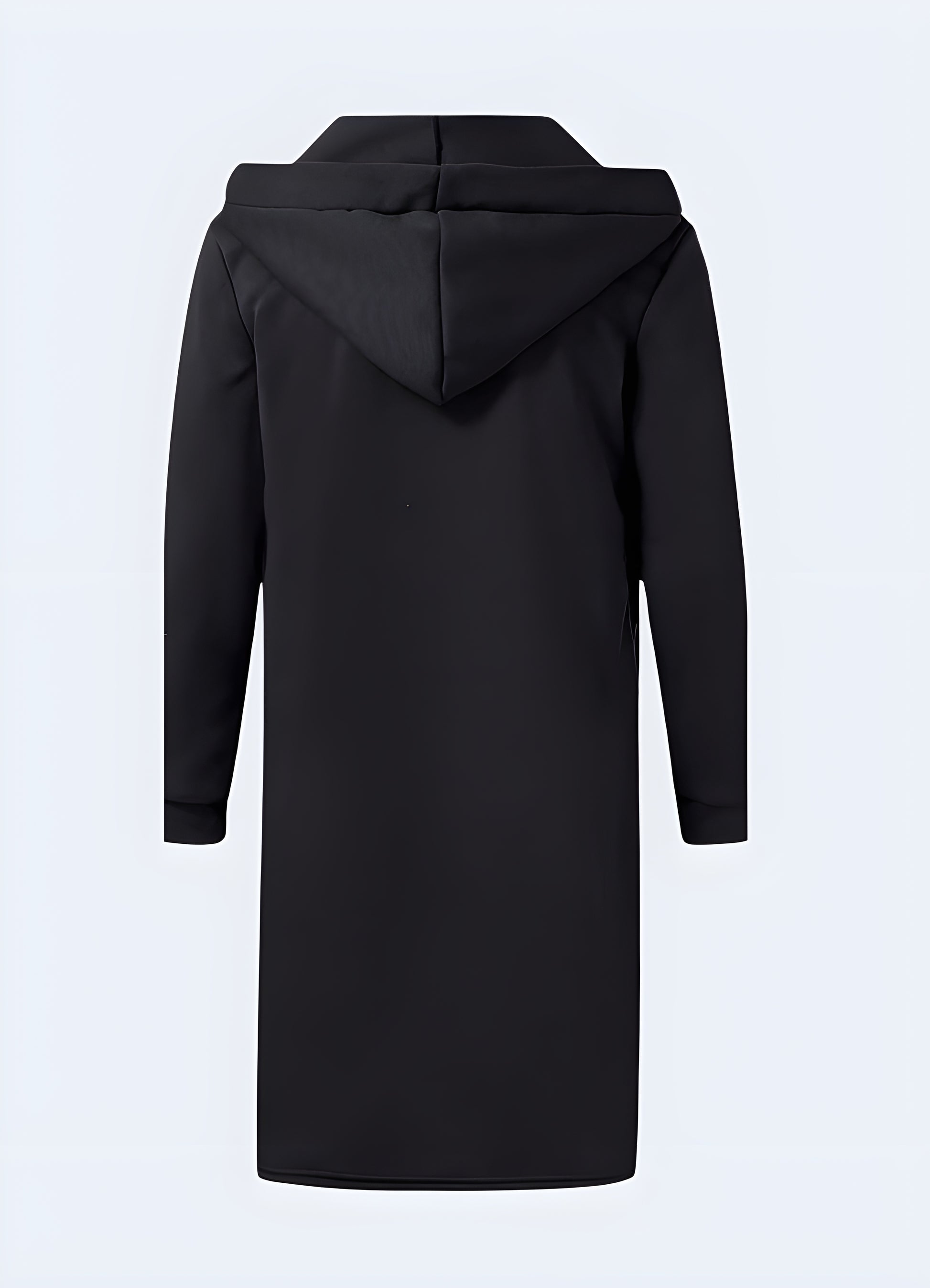 Full length design sweeps the floor long black hooded cloak.