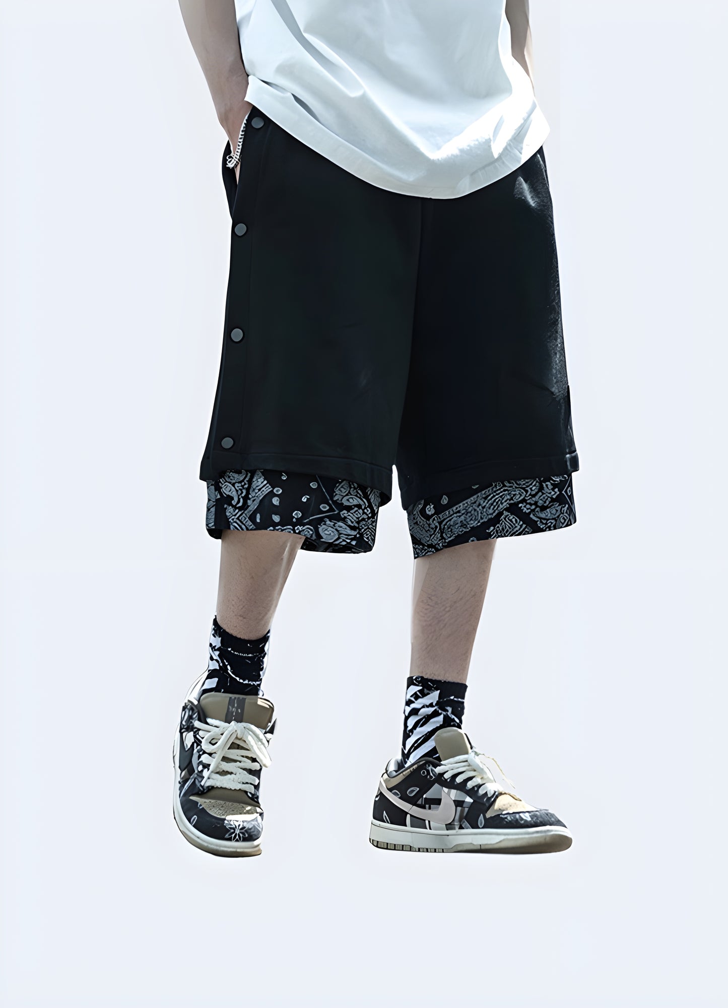 Rock these black and white printed shorts for instant street style cred.