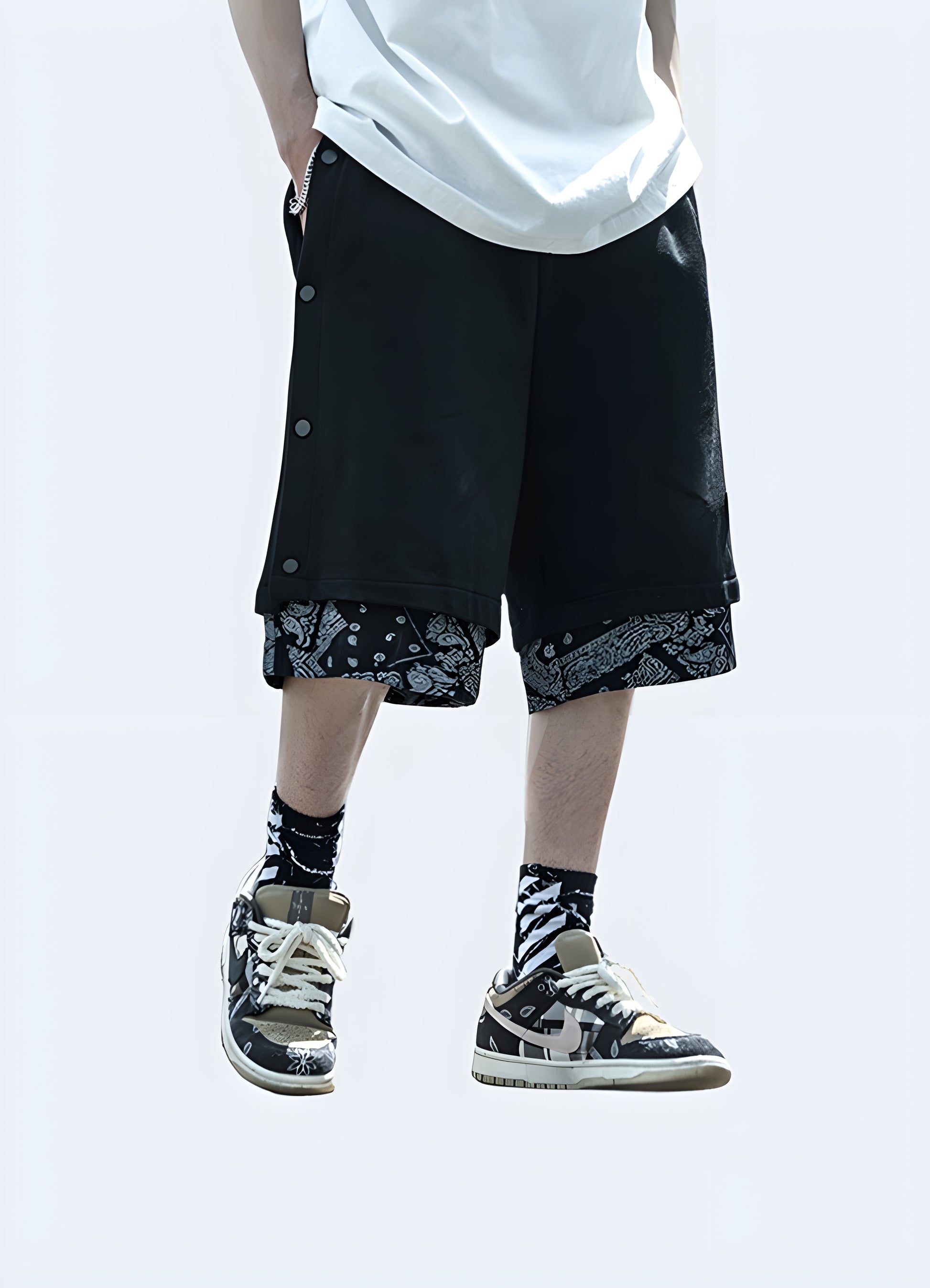 Rock these black and white printed shorts for instant street style cred.