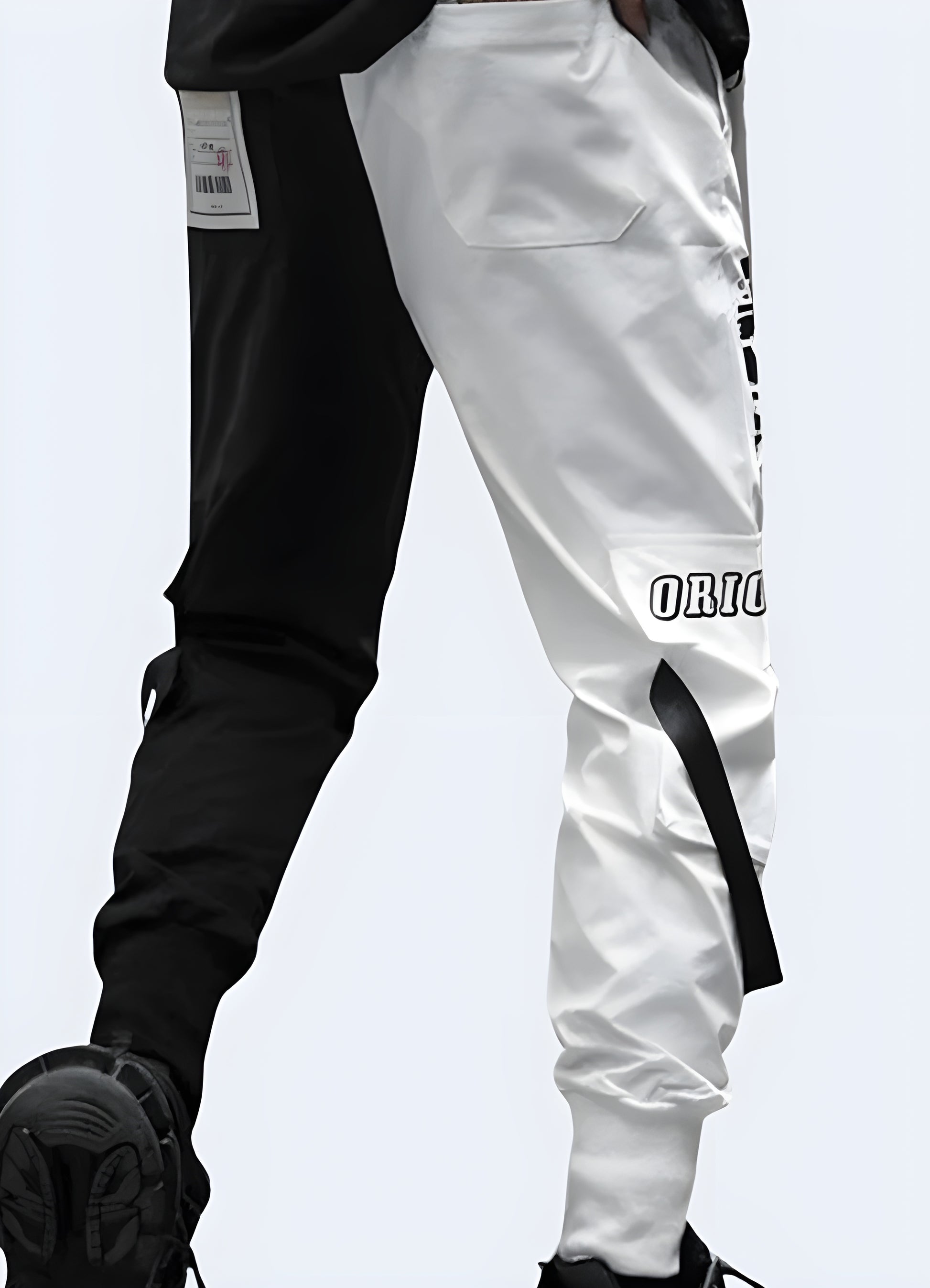 Monochrome black & white cargo pants.