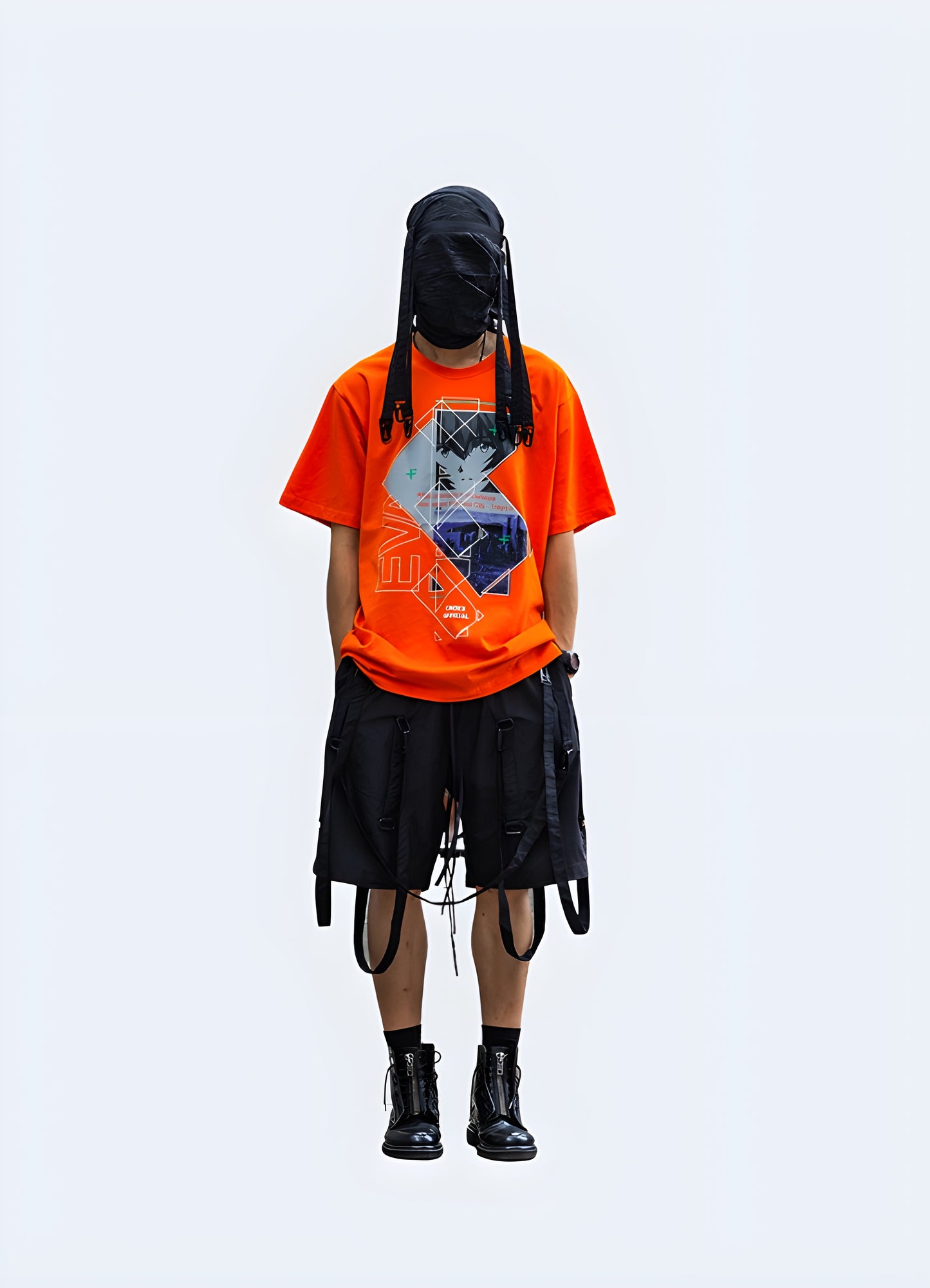 Reunite with your childhood heroes in this vibrant evangelion print tee.