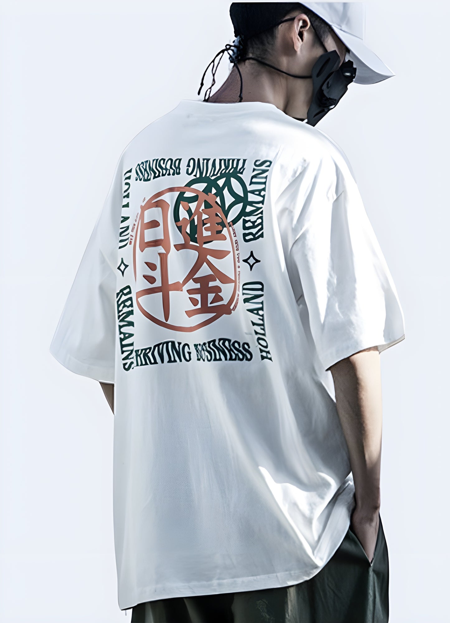 Make a statement without saying a word in this stylish Korean print tee.