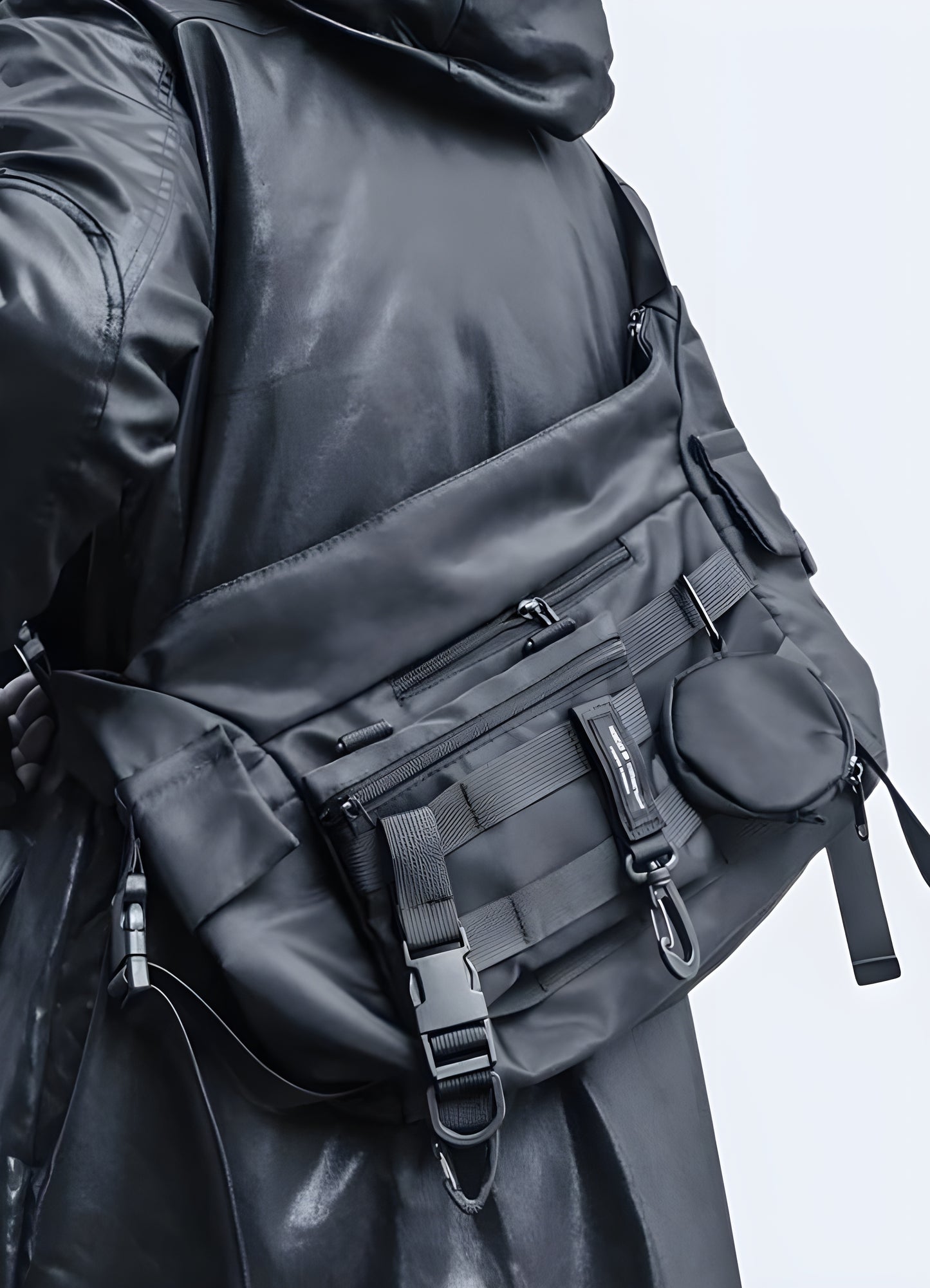 Zipper closure street-ready unisex style urban tactical bag.