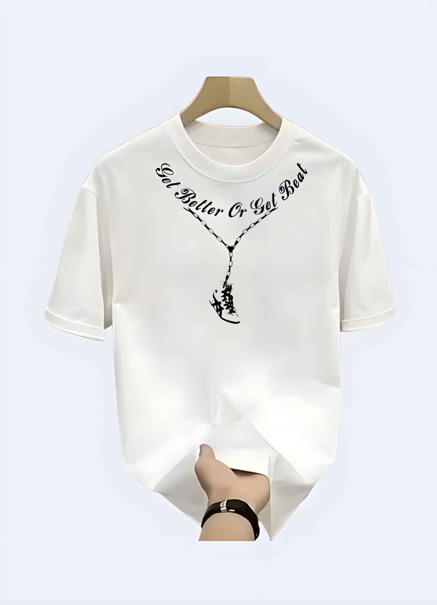 Graphic tee with "hell was boring" print white.