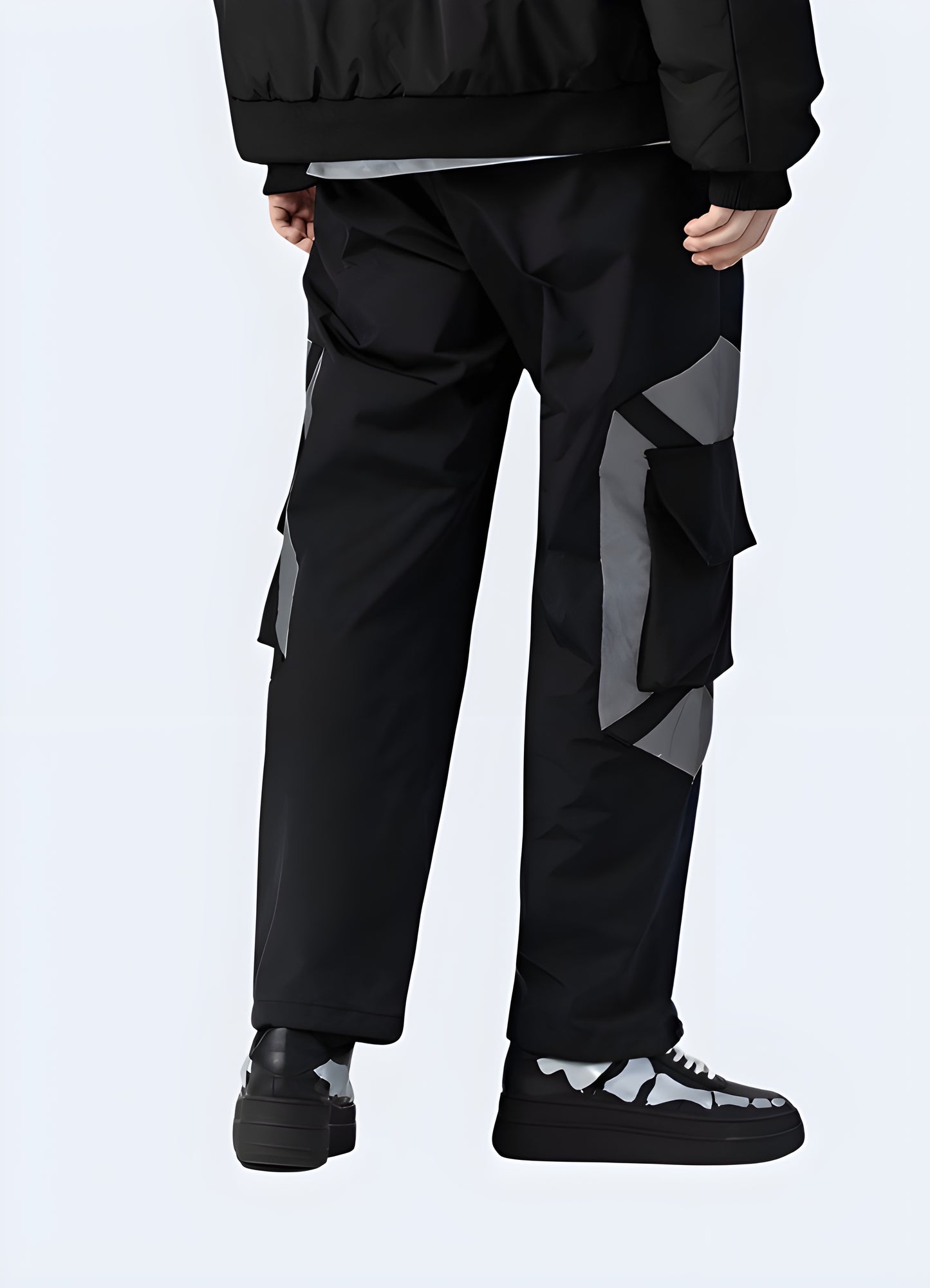 Level up your denim game with these patchwork cargo pants.
