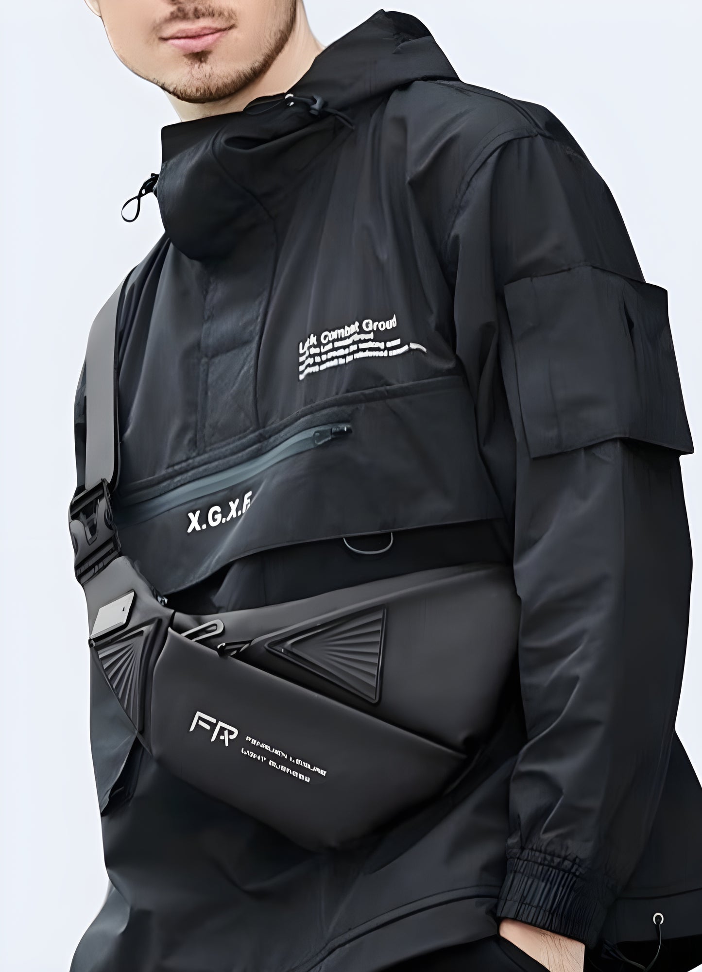 Zipper closure unisex style tactical sling bag.