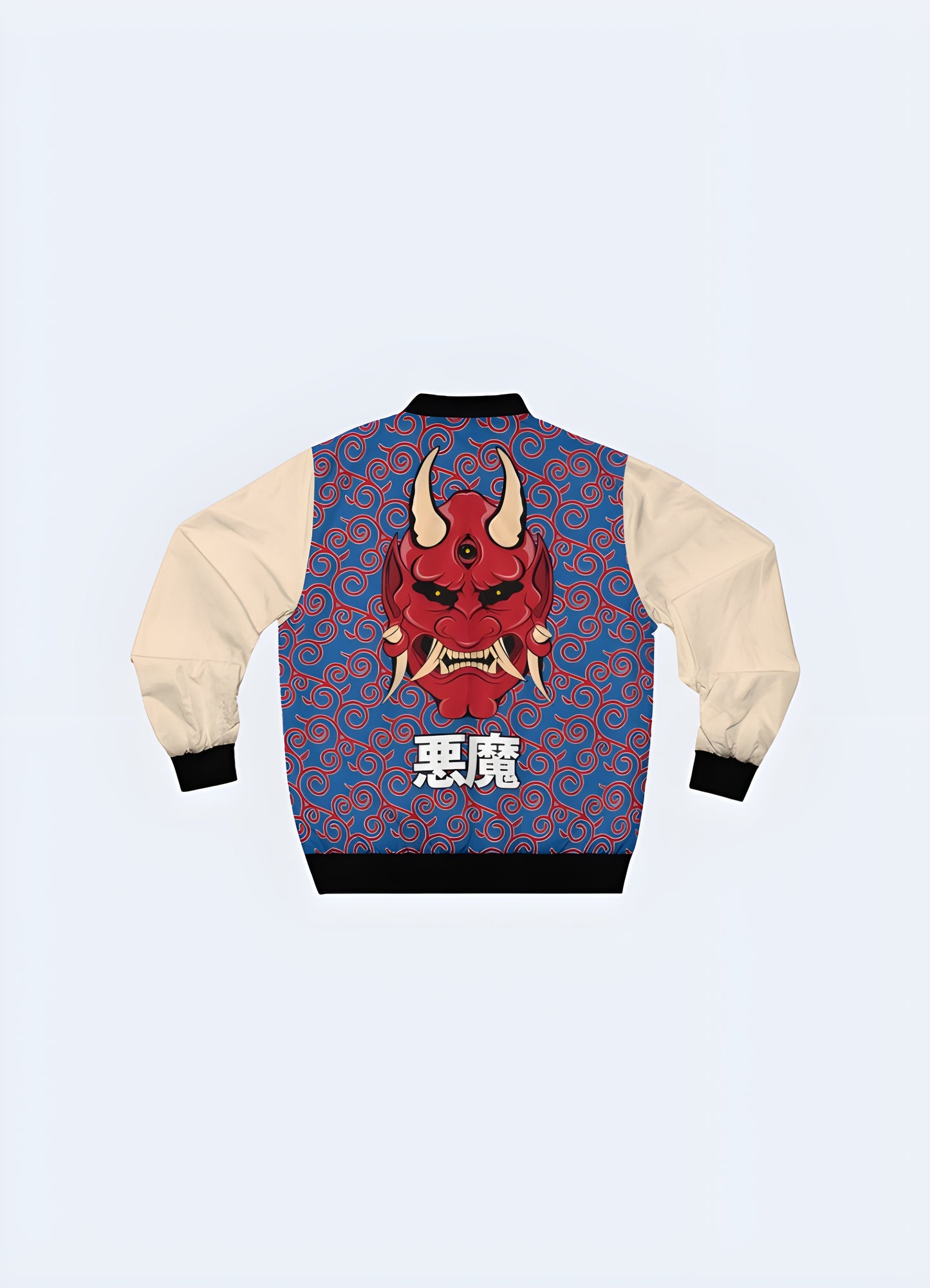 Inspired by japanese oni bomber jacket back view.