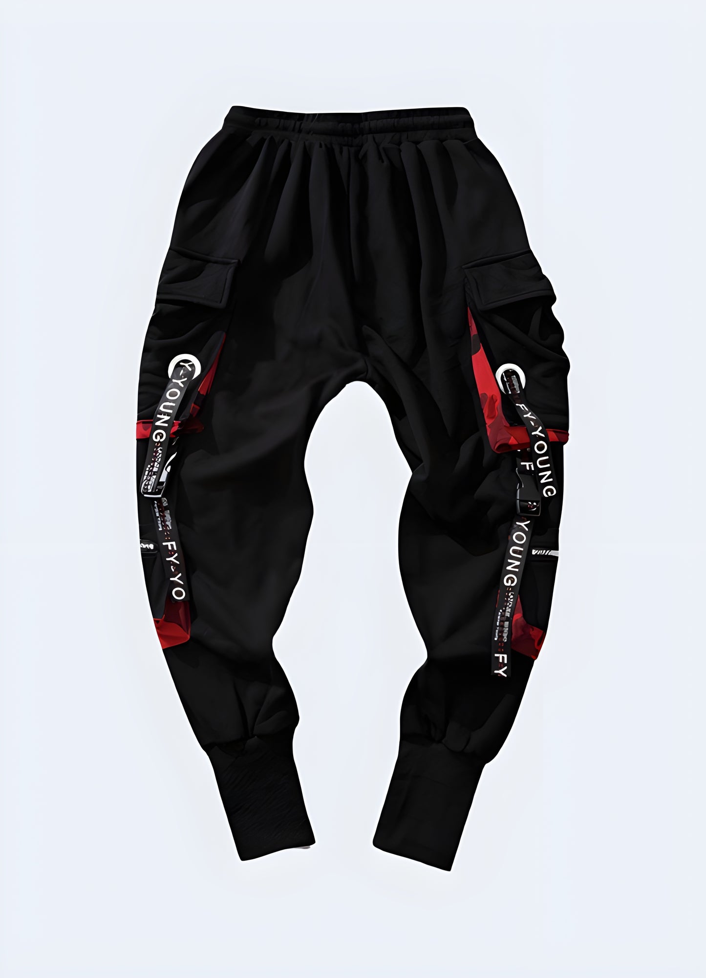 Equipped with multiple cargo pockets, ribbon cargo pants.