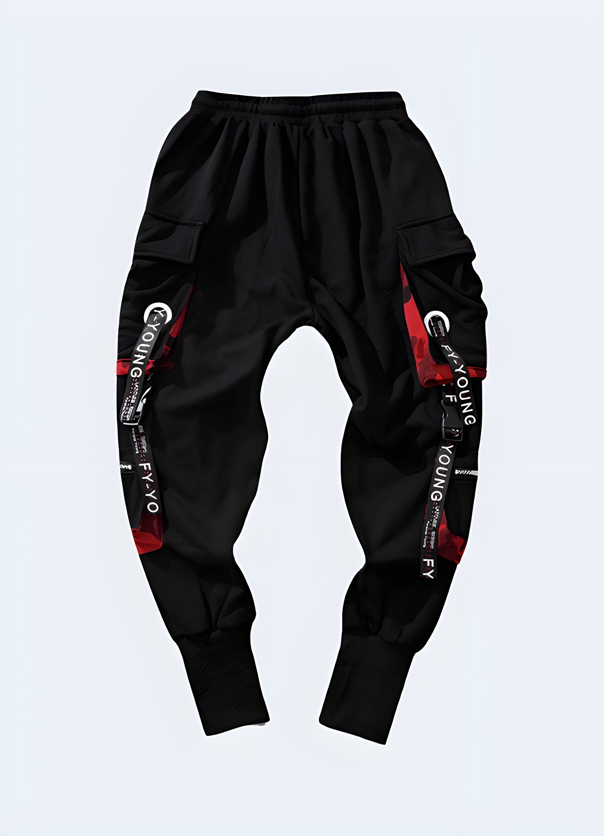 Equipped with multiple cargo pockets, ribbon cargo pants.