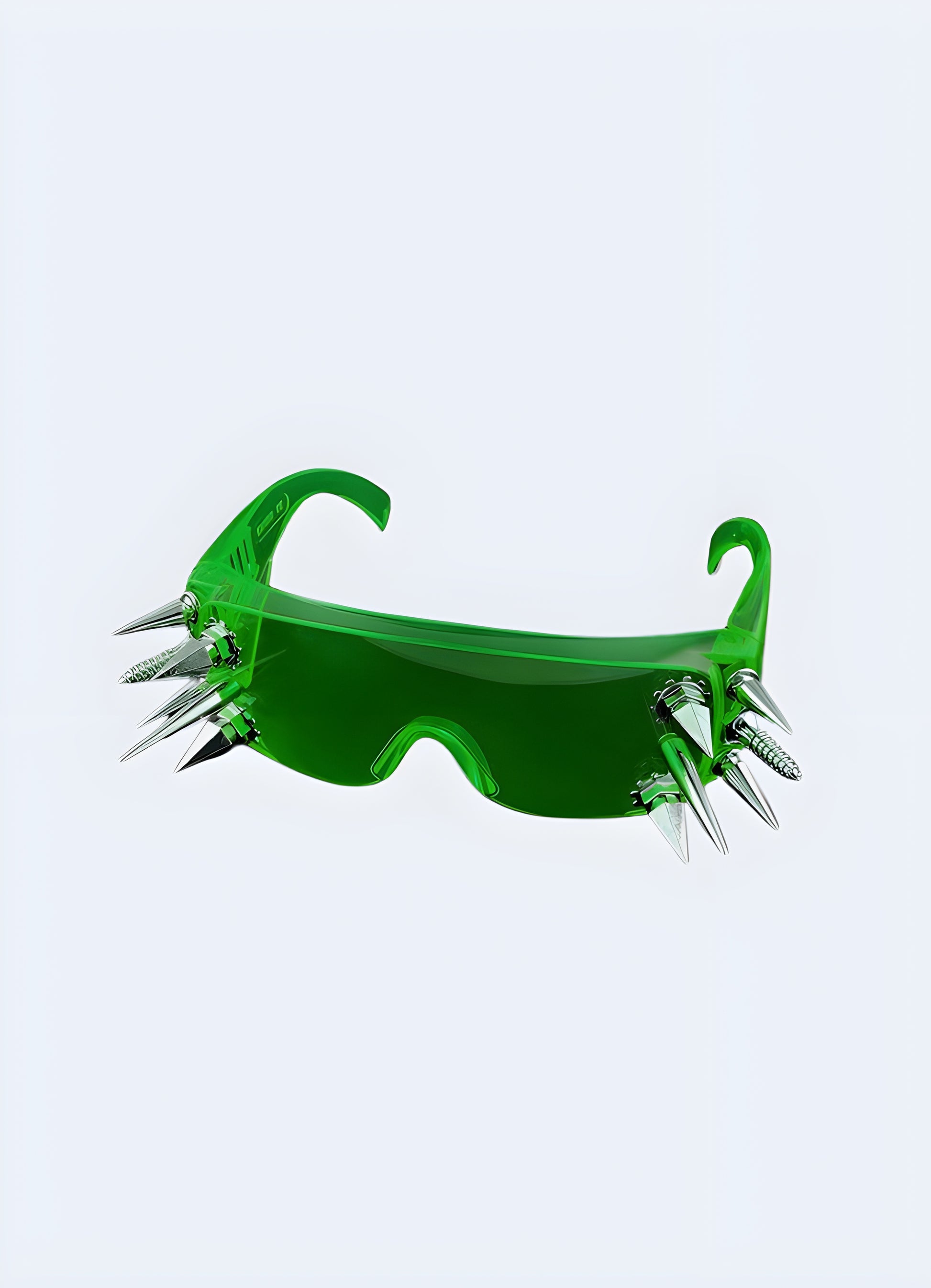Bold frame, intricate rivets, and gradient lenses make a statement without compromise.
