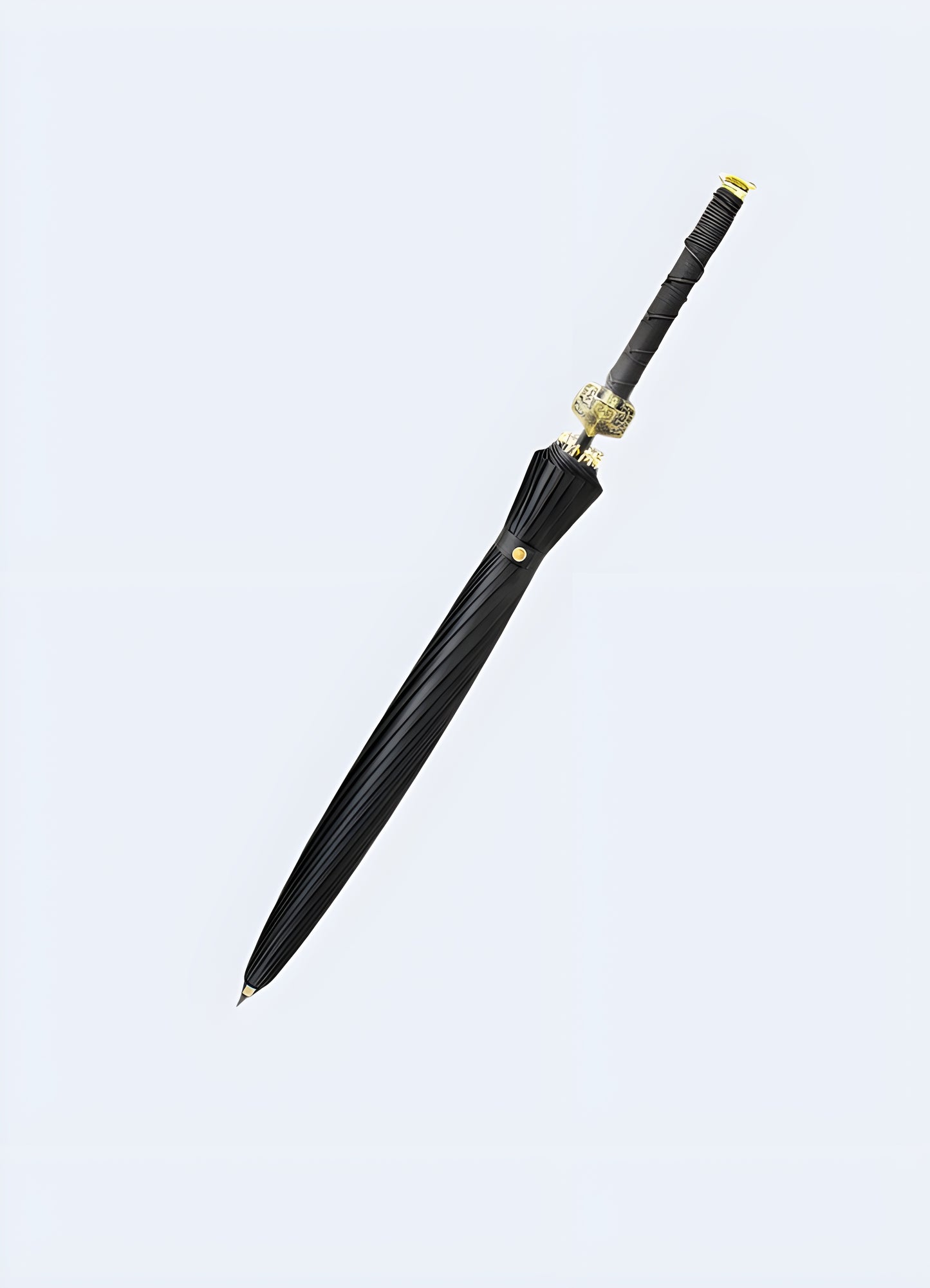 Samuari sword umbrella black front view.