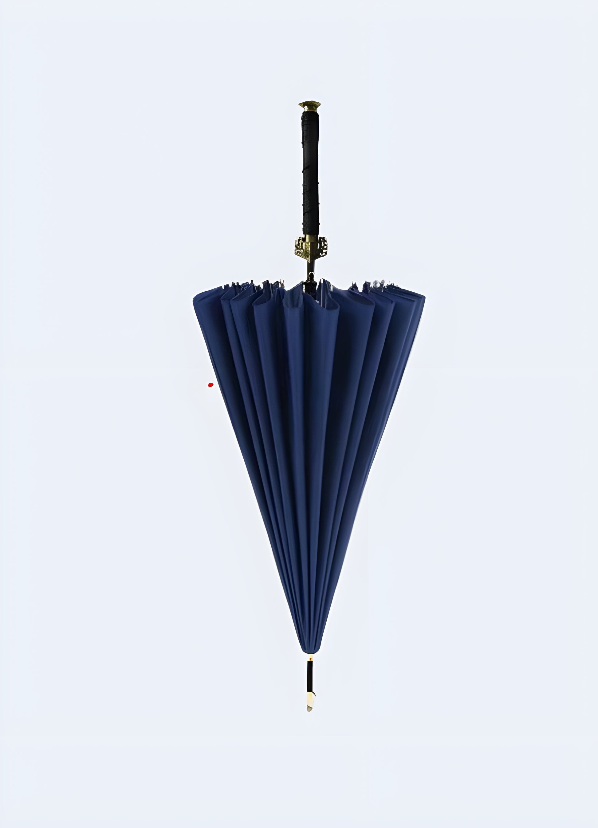 Samurai sword umbrella blue front view.