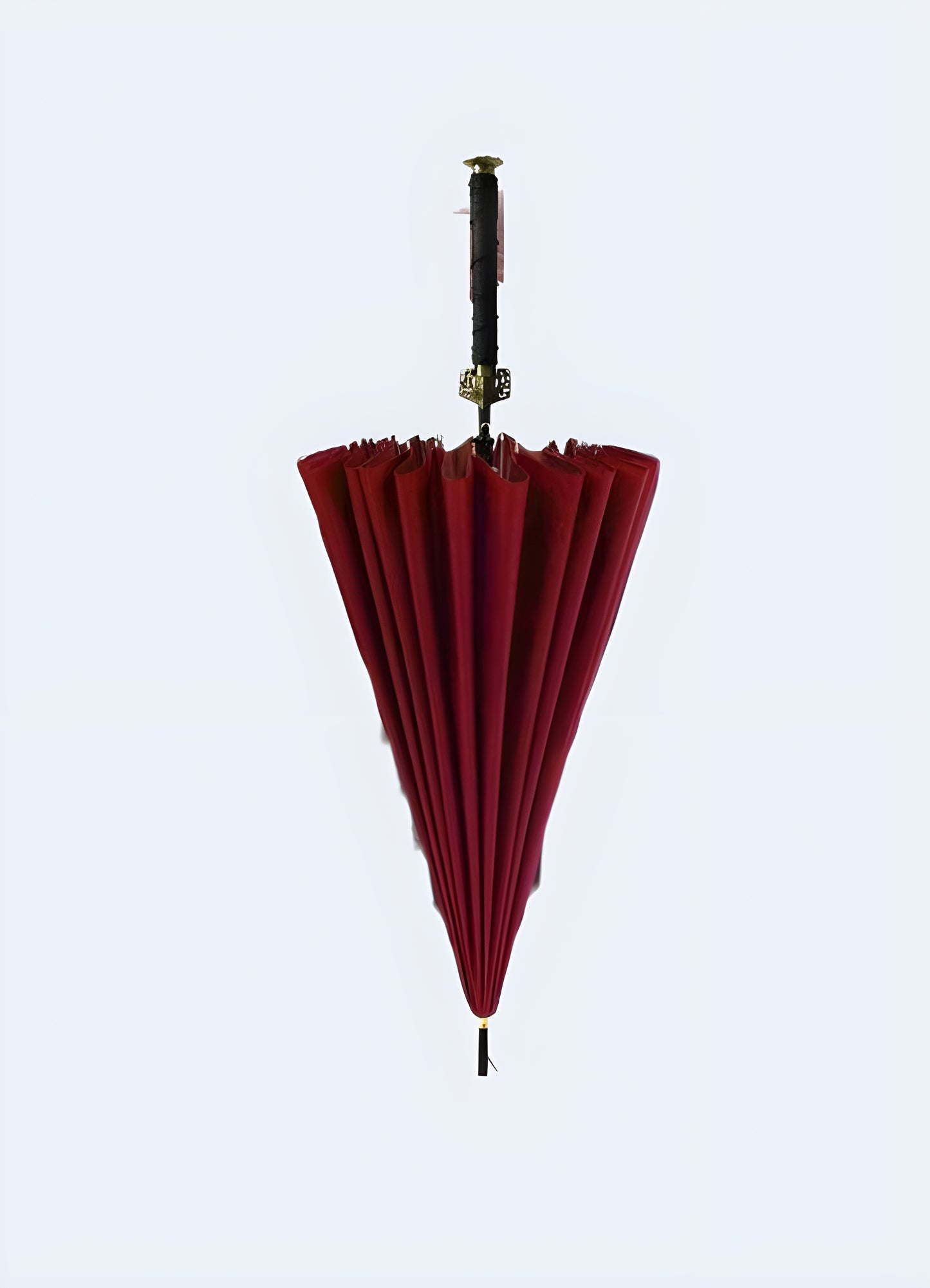 Samurai sword umbrella red front view.