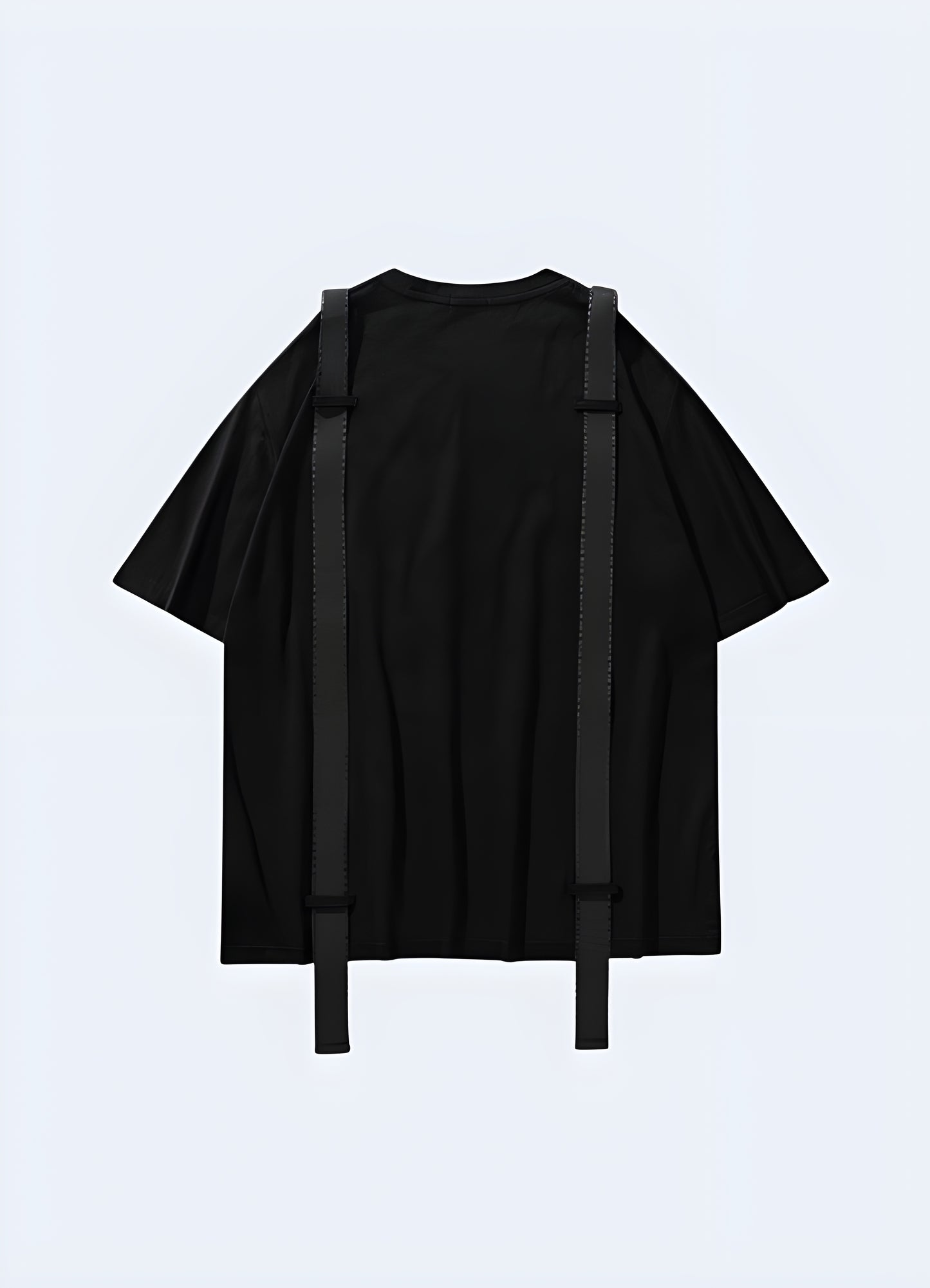 Short sleeve tee with strap details standard unisex fit.