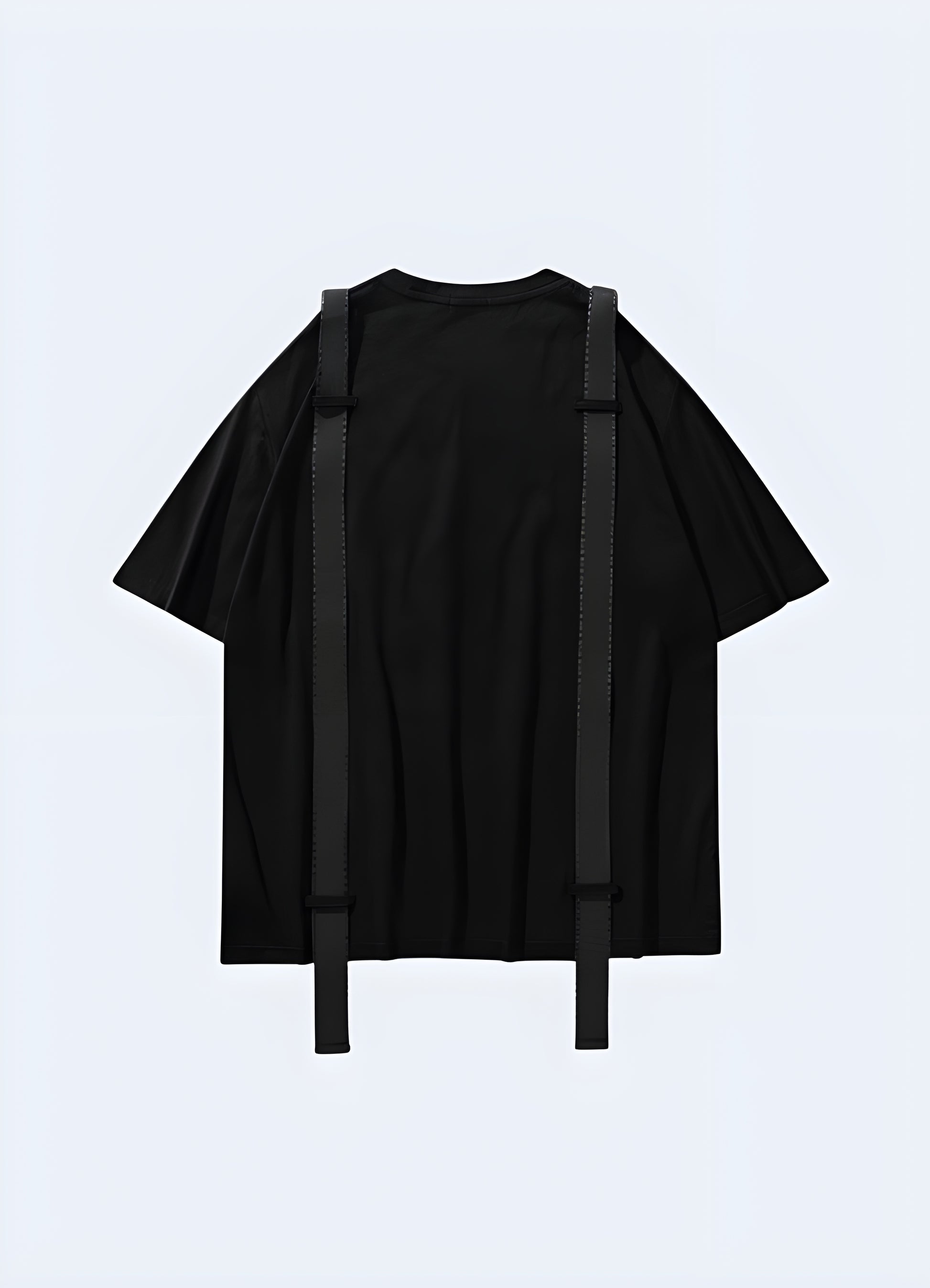 Short sleeve tee with strap details standard unisex fit.