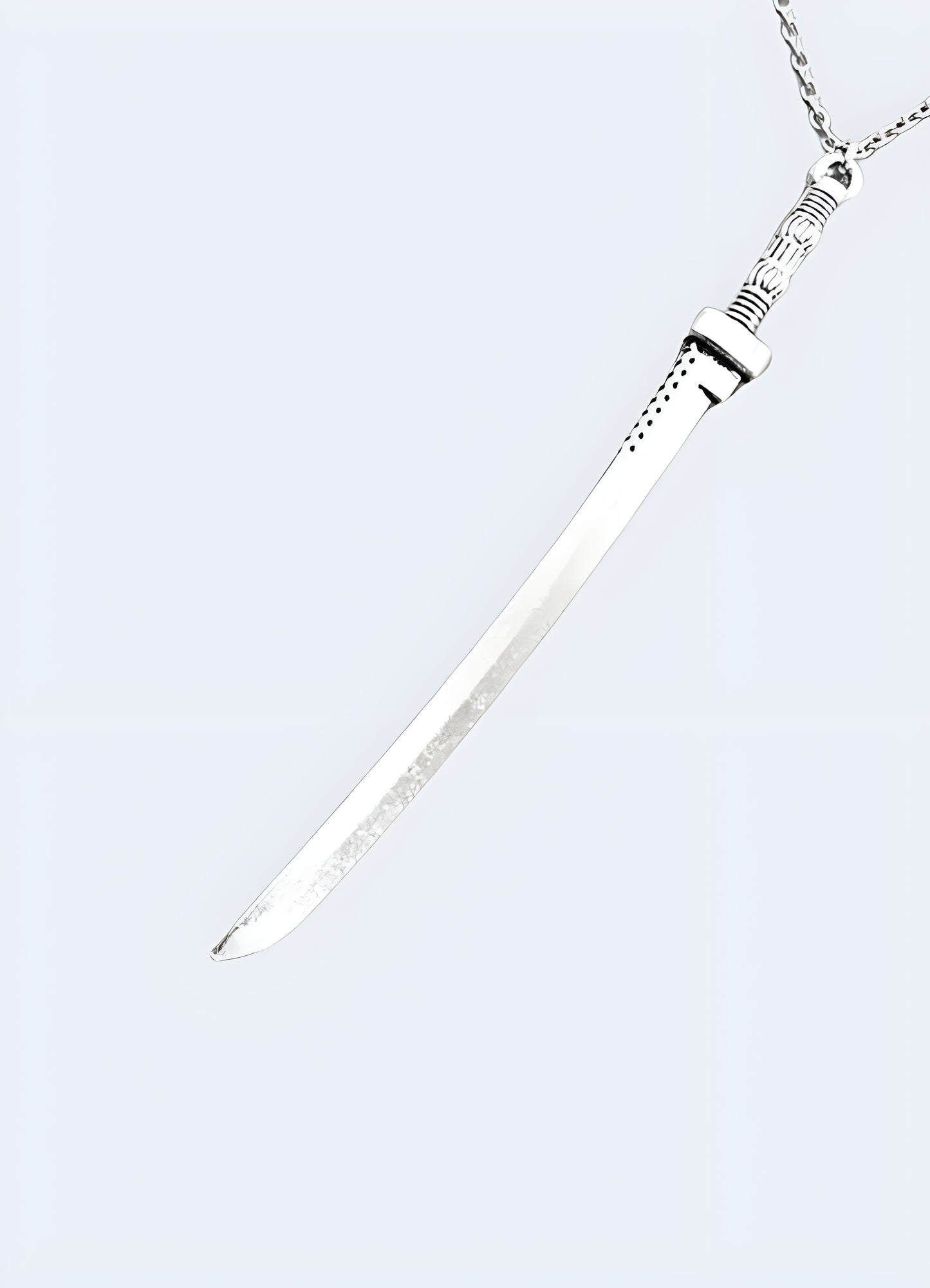 Stainless steel metal unisex design sword necklace.