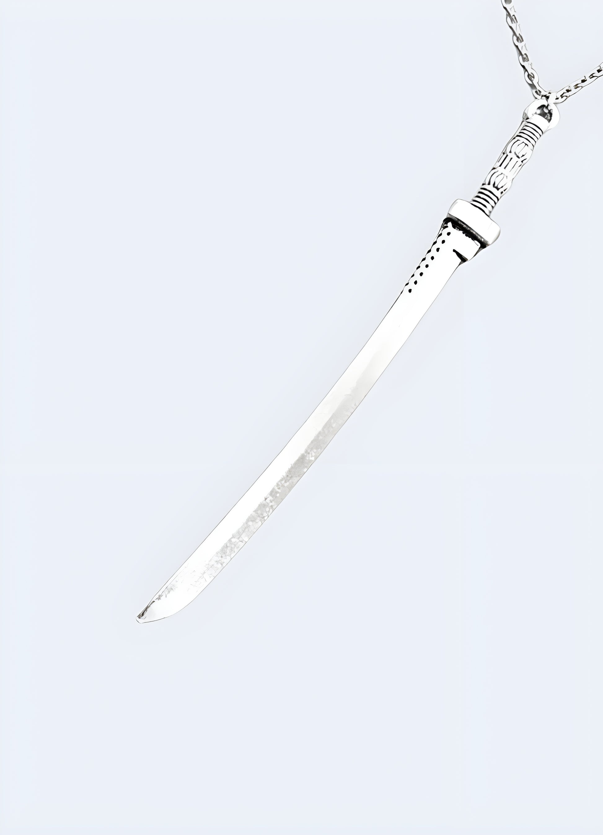 Stainless steel metal unisex design sword necklace.