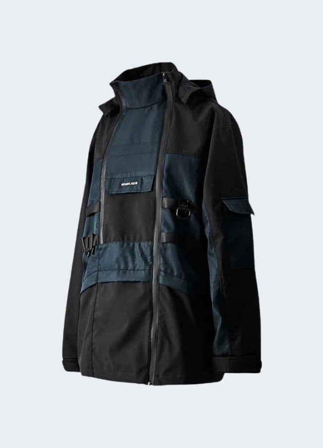 Techwear-ninja-windbreaker-straps-jacket-back-side-view.