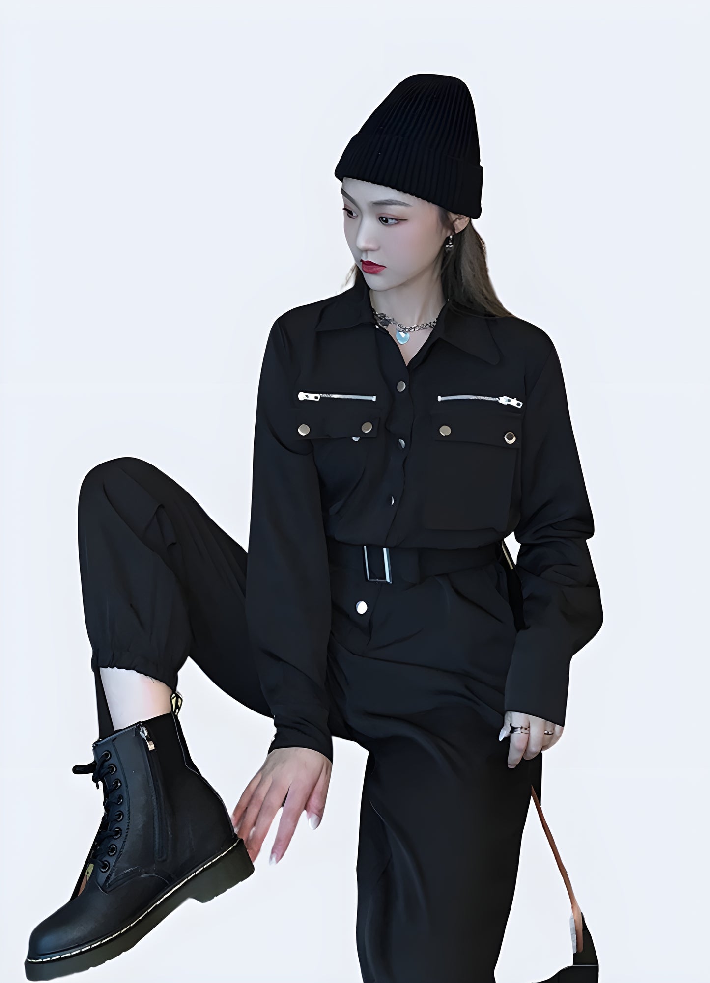 This High Waist Jumpsuit embodies urban chic, intertwining simplicity with a modern twist.