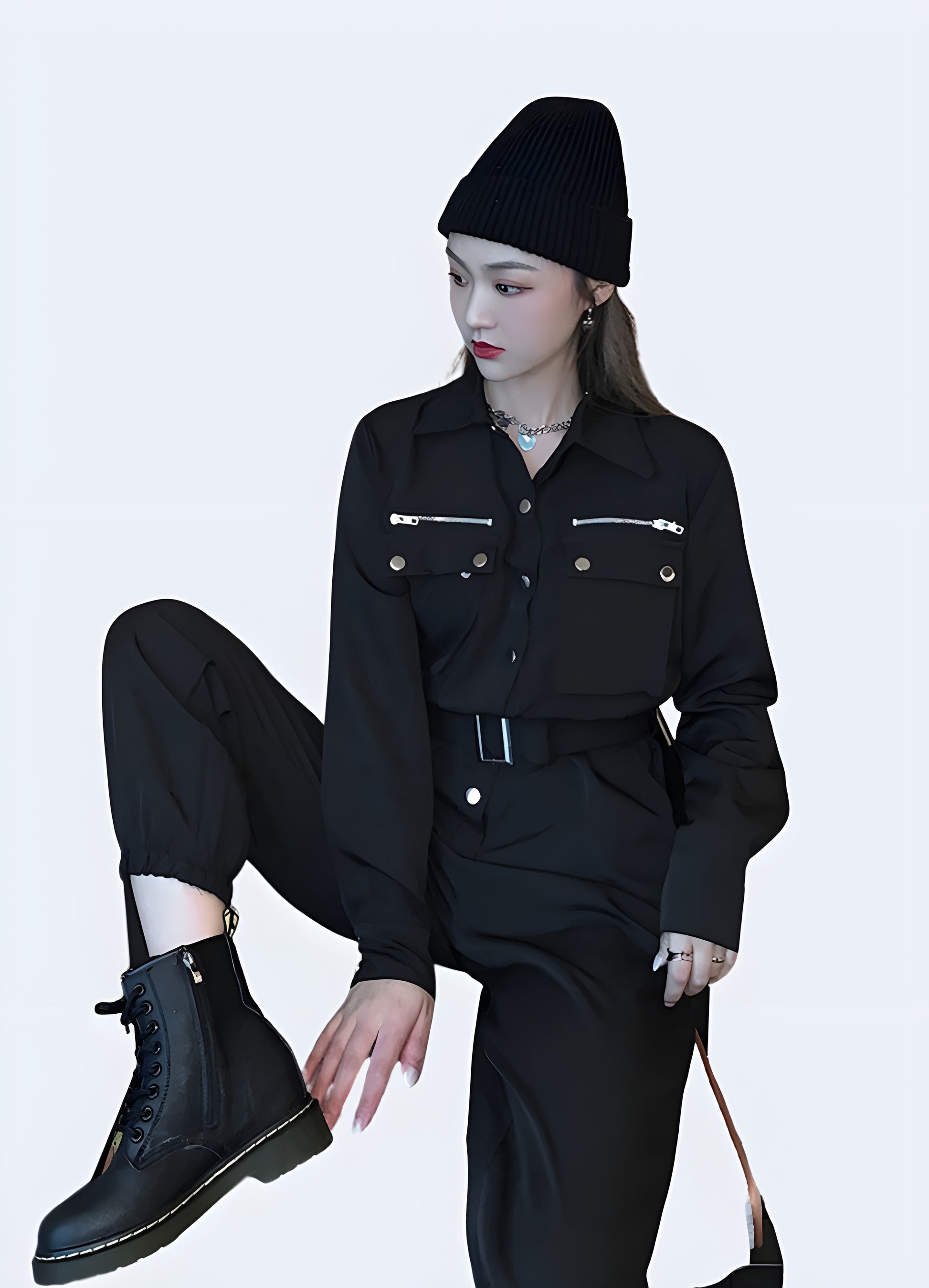 This High Waist Jumpsuit embodies urban chic, intertwining simplicity with a modern twist.