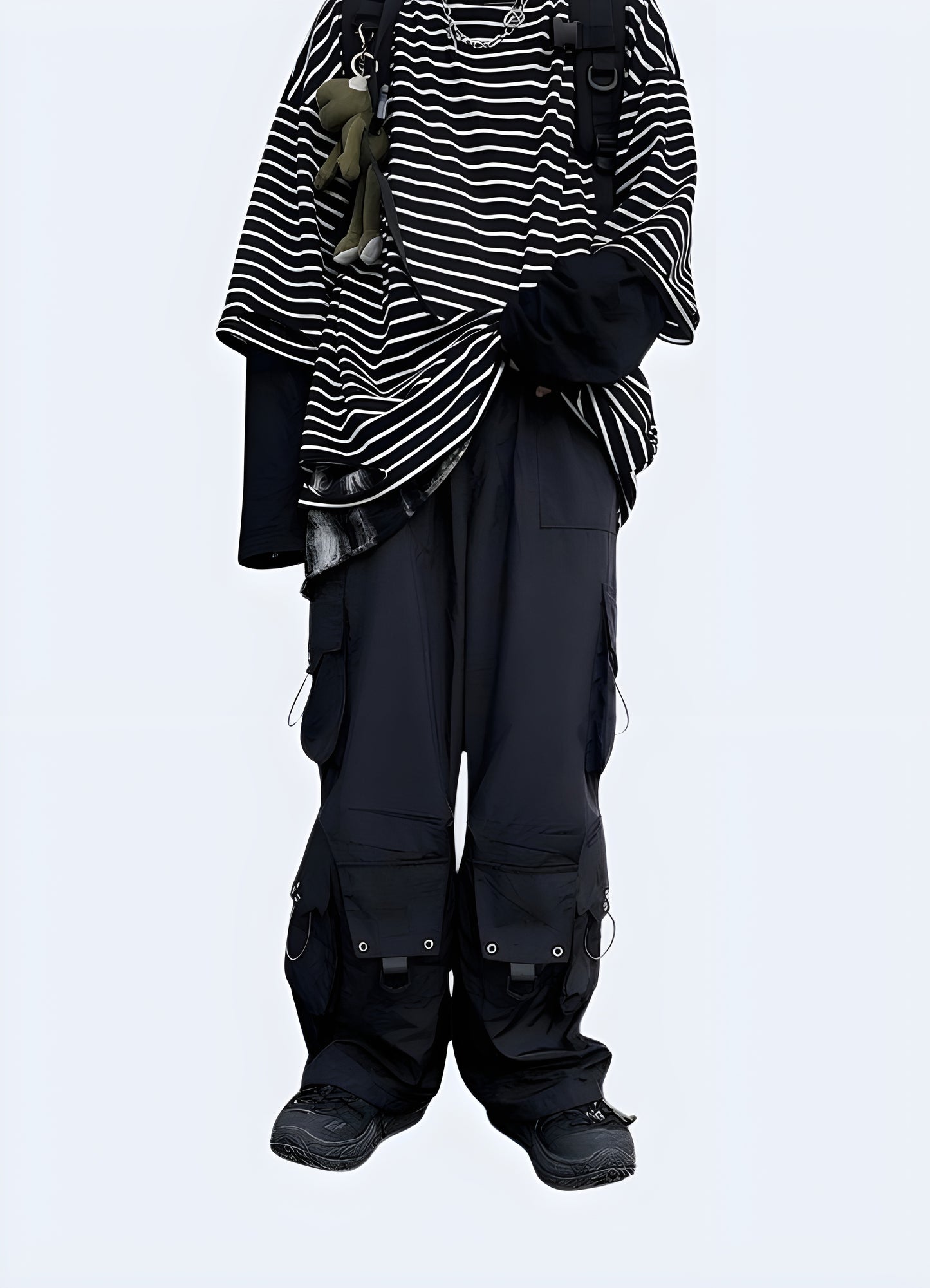 Techwear cargo pants elastic waist women baggy style pant.